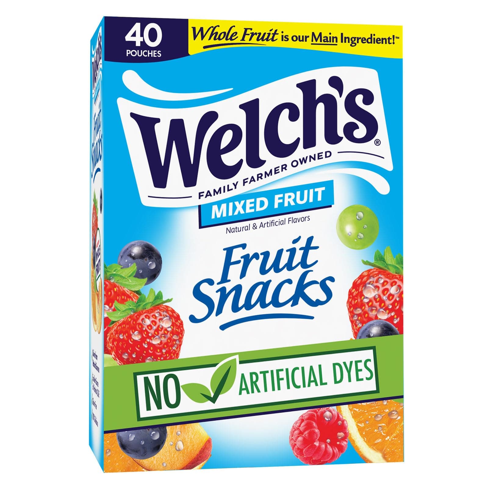 Welch's Fruit Snacks - Mixed Fruit Box - Kids Snacks - 0.8 Oz - 40 Pack | Bulk Box, Made with Whole Fruit, Gluten-Free Snack Packs for Kids and Adults, No Artificial Dyes