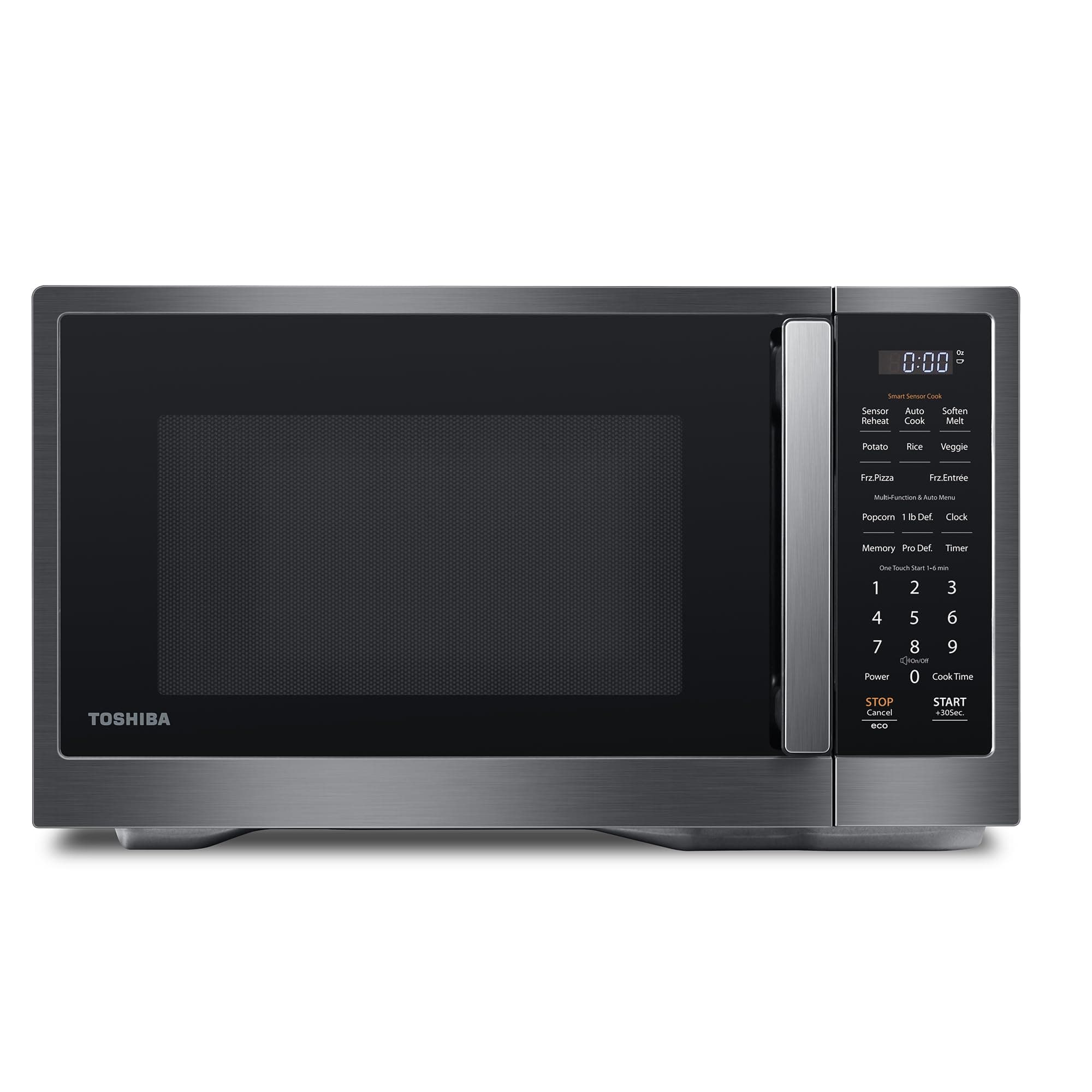 TOSHIBA Countertop Microwave Oven with Smart Sensor, 1.1 Cu.Ft, 1000W | 13 Auto Menus, Mute Function, 12.4" Turntable, for Dorm & Apartment, Black Stainless Steel