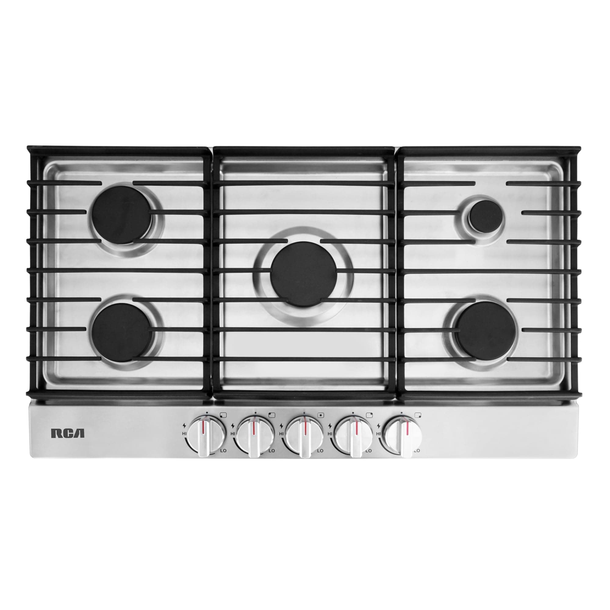 RCA R-CTGL365SS 36 in. Legacy Collection Drop-In Gas Cooktop, 5 Burners, Cast Iron Grates, Metal Knobs in Stainless Steel, 36 inches
