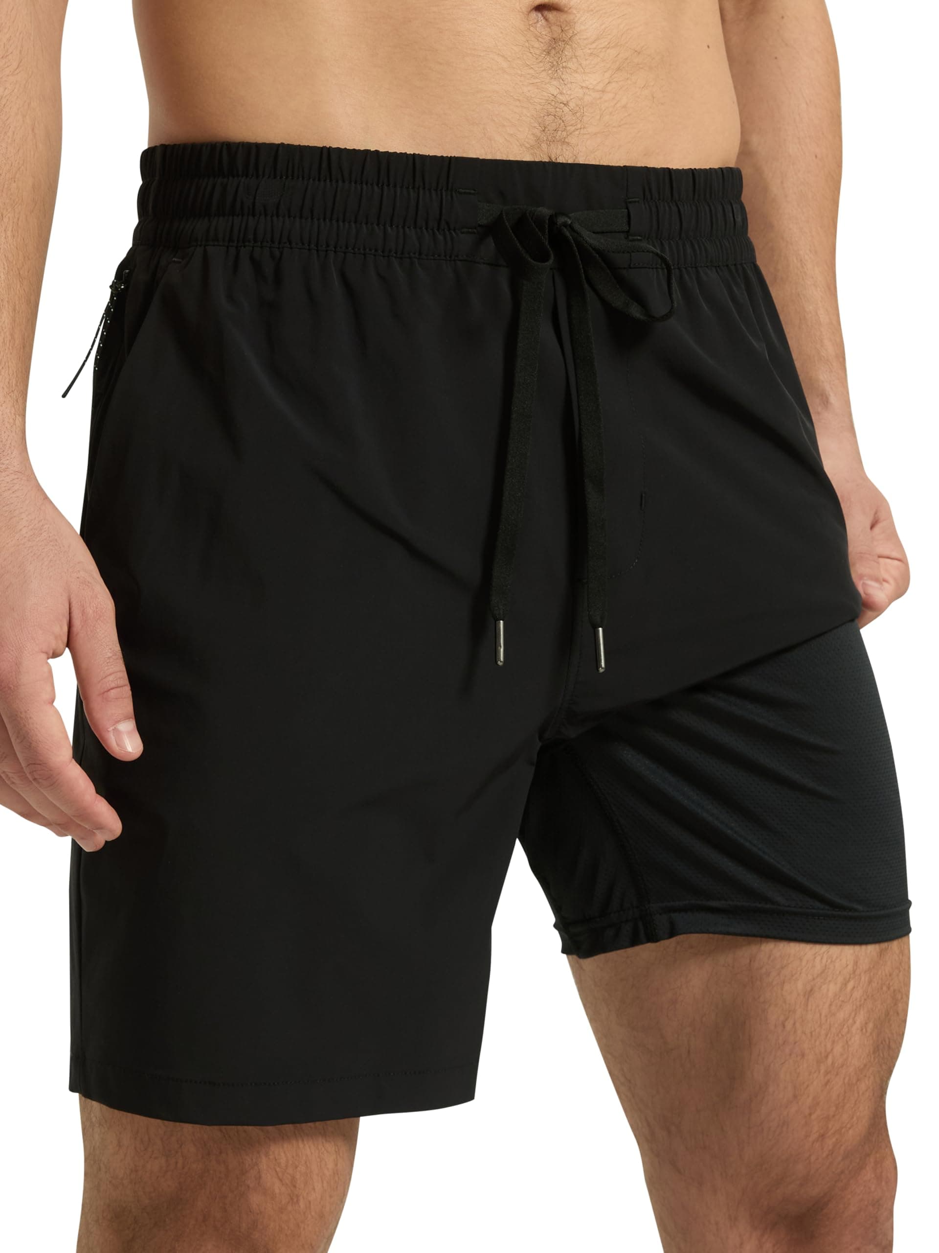 Arcweg 7-Inch Men's Swim Trunks, 2-in-1 Compression Liner with Pockets | Quick Dry Breathable,4-Way Stretch, Zipper & Liner Pockets, Elastic Waist, Swimsuits for Beach, Swimming, Vacation, Surfing