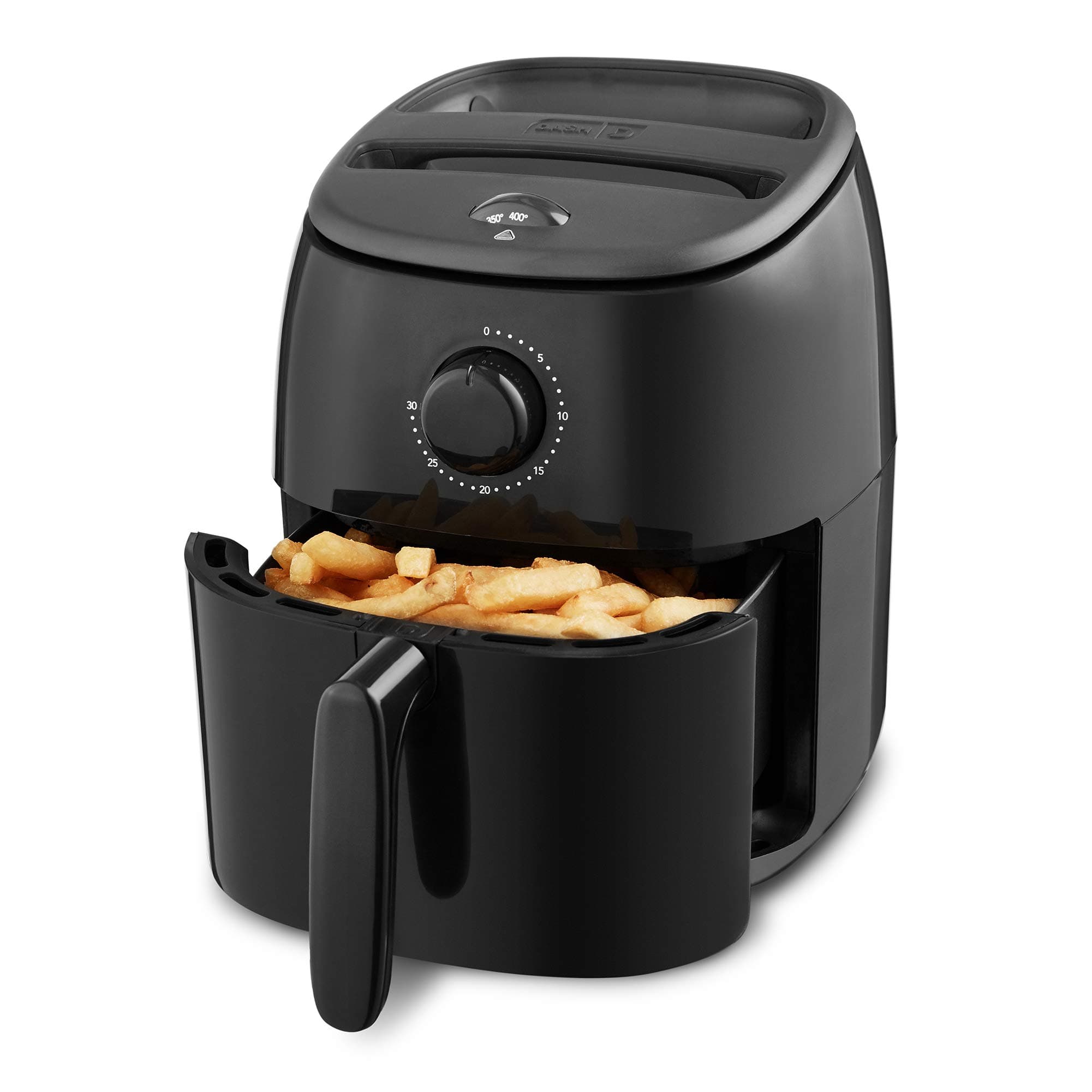 Dash Tasti-Crisp Small Air Fryer, 2.6 Quart, 1-2 People, Black | Compact Basket-Style Air Fryer, Simple Dial Controls, Countertop Size, Auto Shut-Off, Dishwasher Safe Basket & Tray