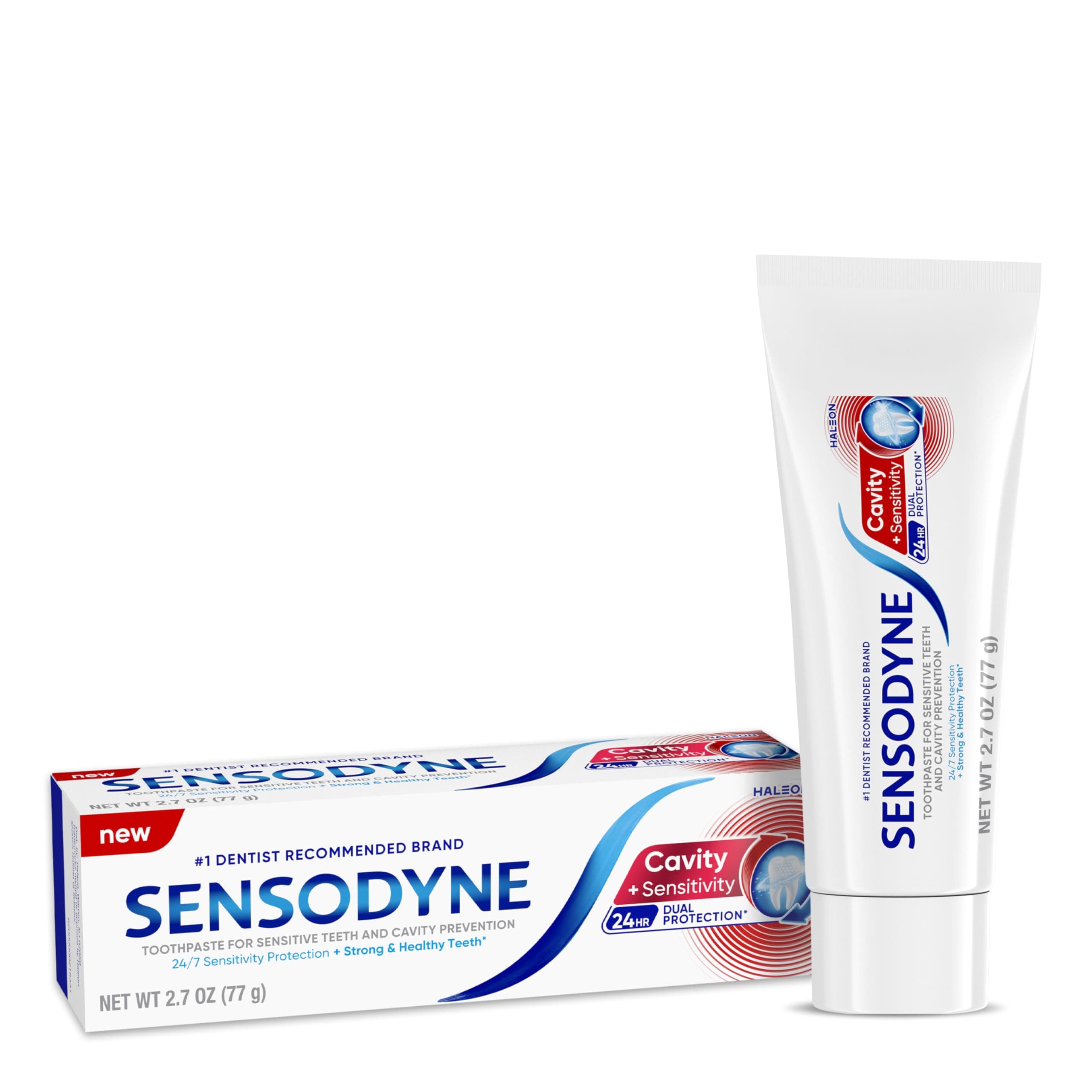 Sensodyne Cavity + Sensitivity Toothpaste, 2.7 oz | Fluoride Toothpaste for Sensitive Teeth and Cavity Protection, Optimized Fluoride Technology To Enhance Remineralization
