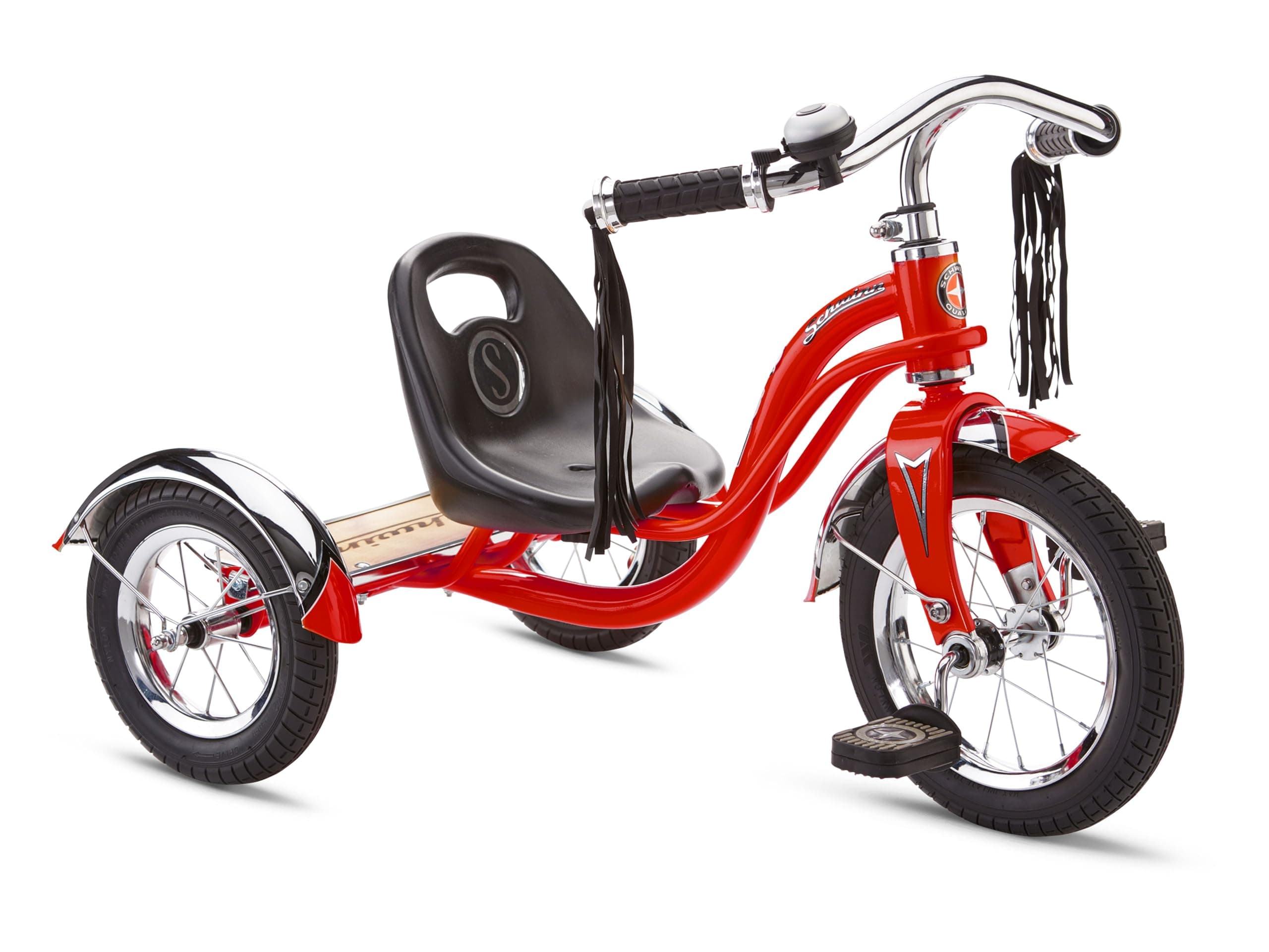 Schwinn Roadster Tricycle, 12 Inch Front Wheel Bike for Kids Ages 2-4, Low Center of Gravity, Retro Steel Frame, Adjustable Seat Grows with your Child, Rear Deck, Tricycle for Toddlers