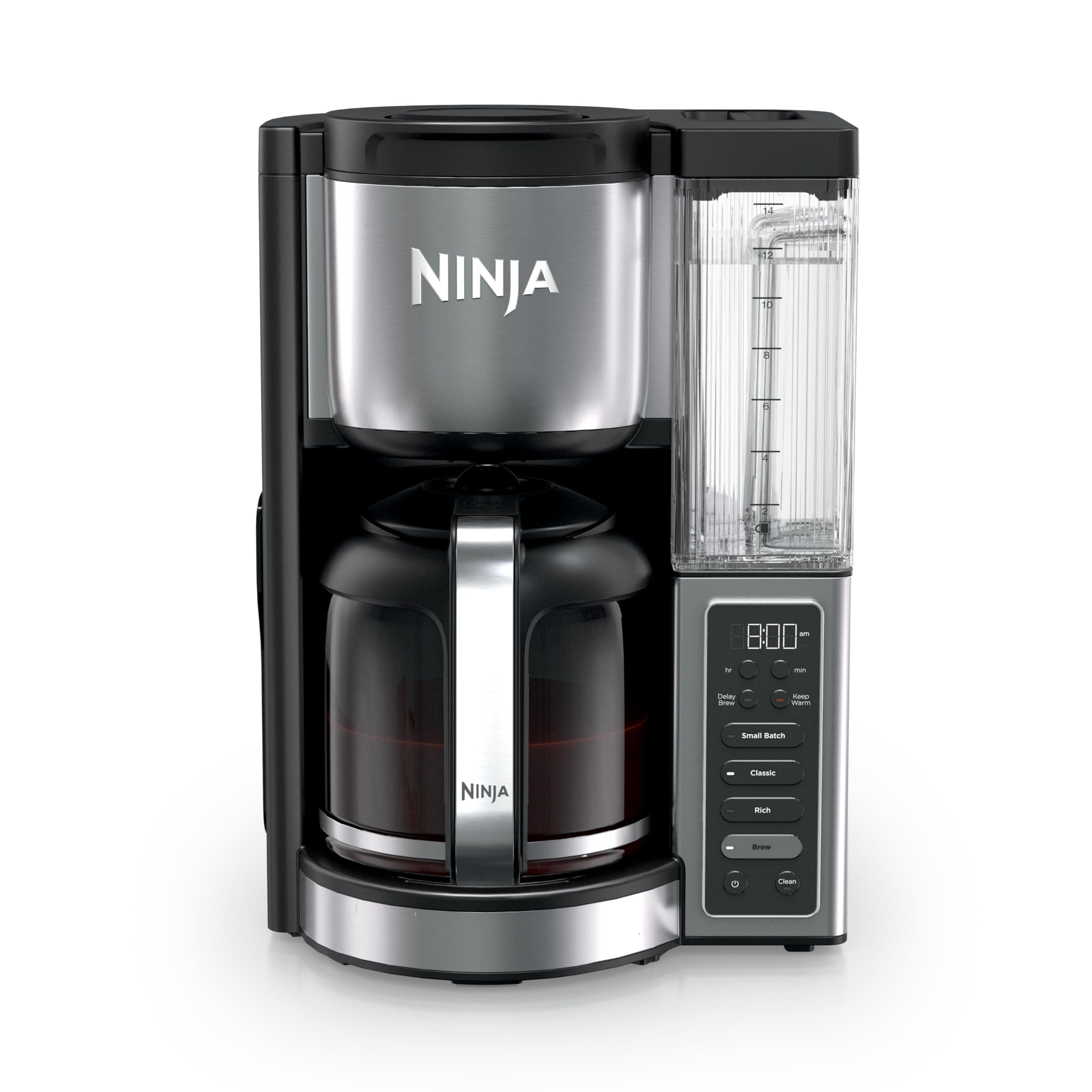 Ninja Fresh Brew Coffee Maker, 14 Cup Glass Carafe, Stainless Steel, CE451 | Programmable, Classic & Rich brew, 70-oz. Removable Water Reservoir, Small Batch, 24-hr Delay Brew, Adjustable Warming Plate