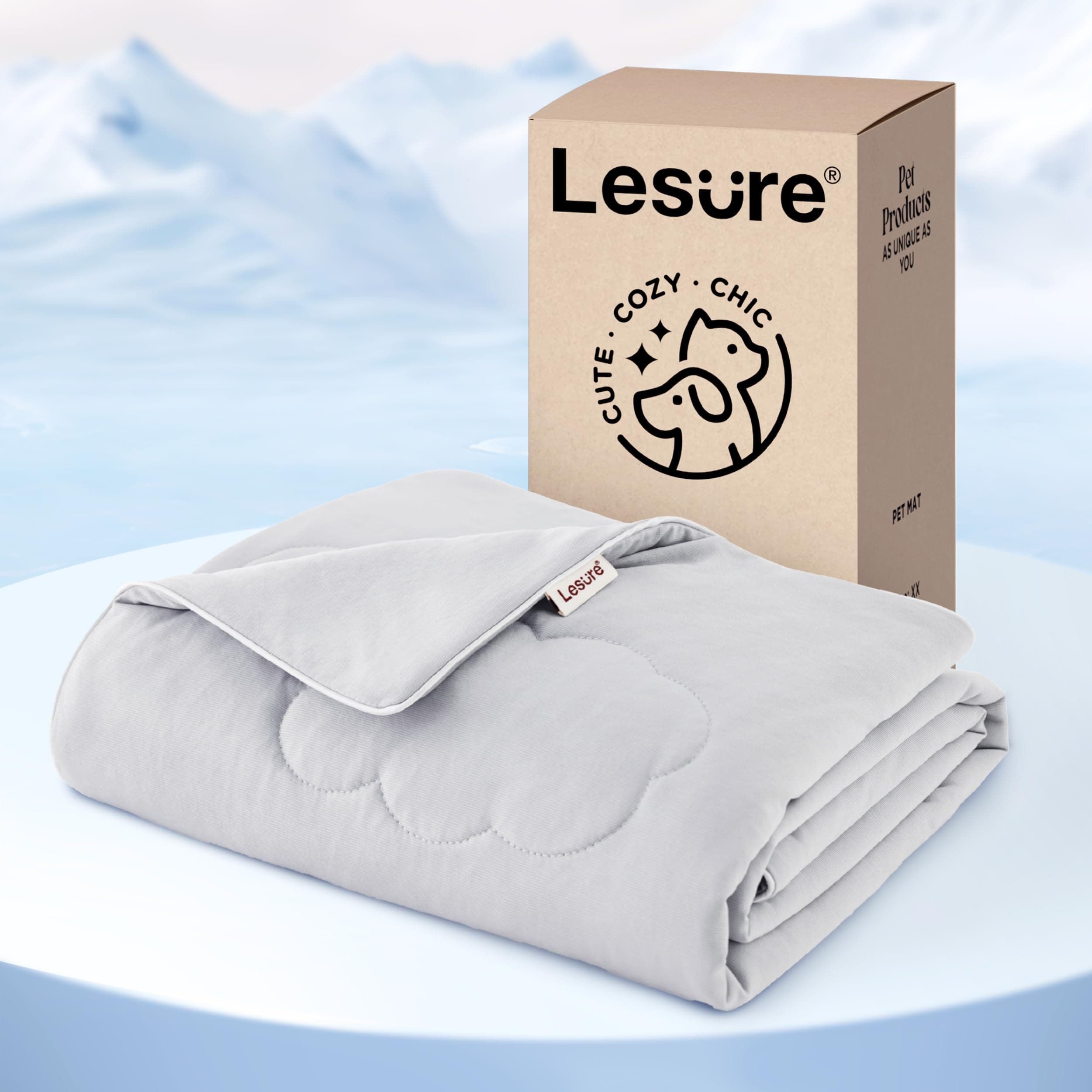 LE SURE ApexCloud™ Premium Cooling Blankets for Large Dogs Q-MAX>0.4,40x50 | Washable Dog Cool Throw Blanket, Dog Cooling Mat, Durable Self Cooling Pet Mat, Soft Summer Blanket for Hot Weather， Grey