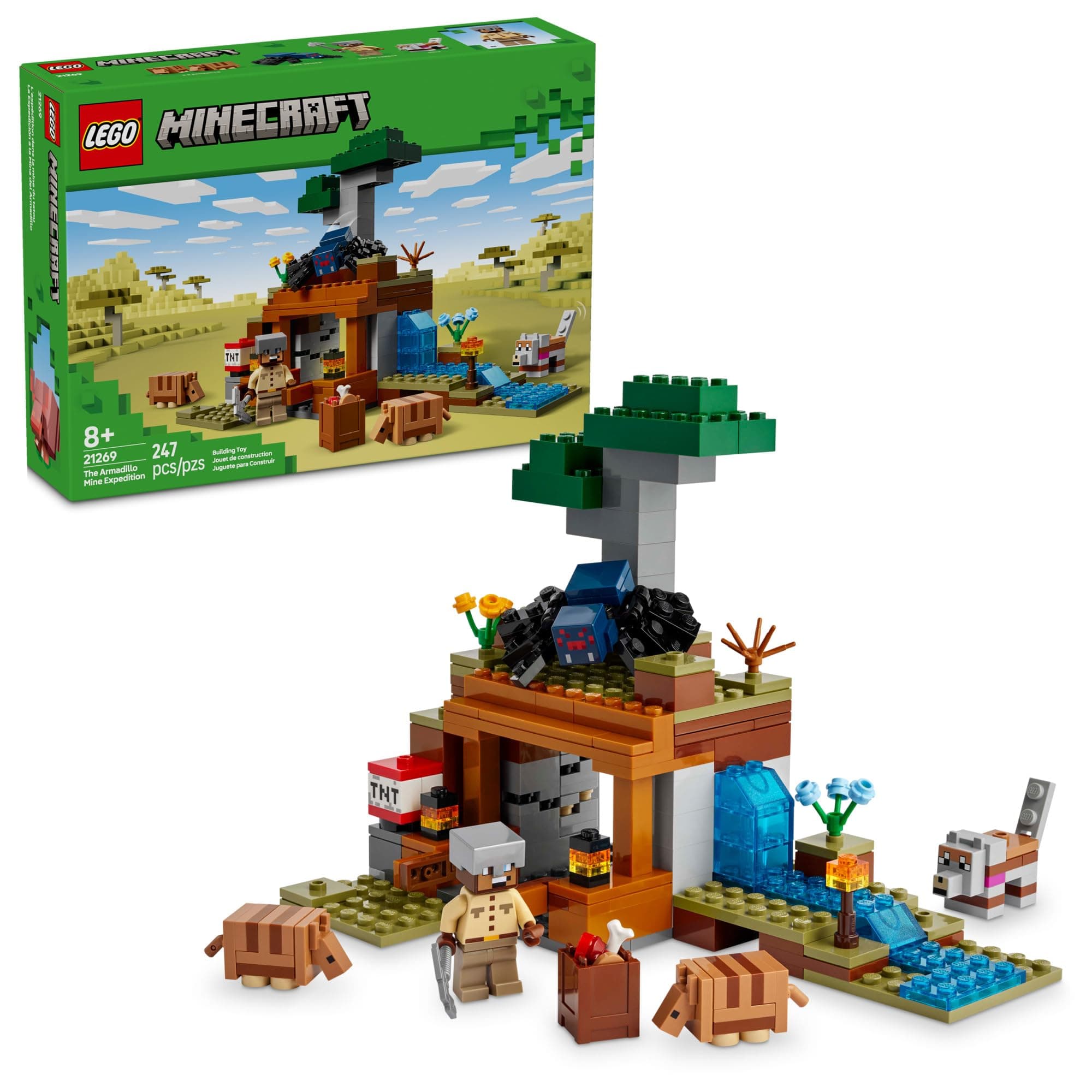 LEGO Minecraft The Armadillo Mine Expedition Toy Figures and Playset - Building Minecraft Toy for Kids, Boys and Girls, Ages 8+ - with Gaming Figures for Pretend Play - Gift Idea for Birthdays - 21269