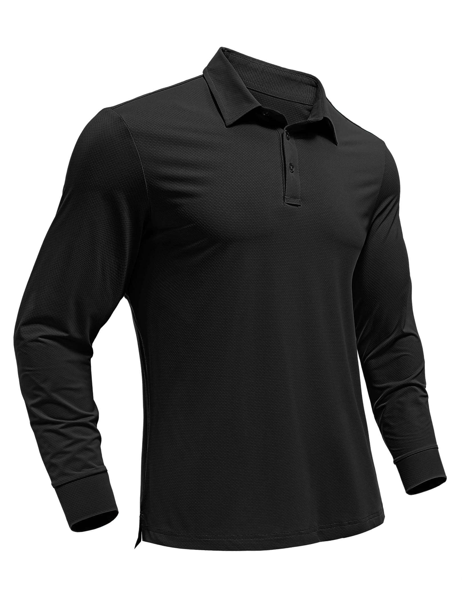 PINSPARK Men's Polo Shirts Long Sleeve Moisture Wicking Golf Shirts for Men UPF 50 Lightweight Work Casual Collared Shirt