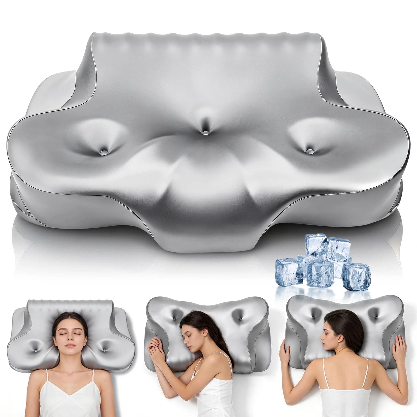 Dayme Orthopedic Memory Foam Pillows – Cooling Cervical Neck Pillow,Gray | Cervical Support Pillow for Neck Pain Relief,Cervical Pillow for All Sleep Positions,Ergonomic Pillow,Cooling Pillow