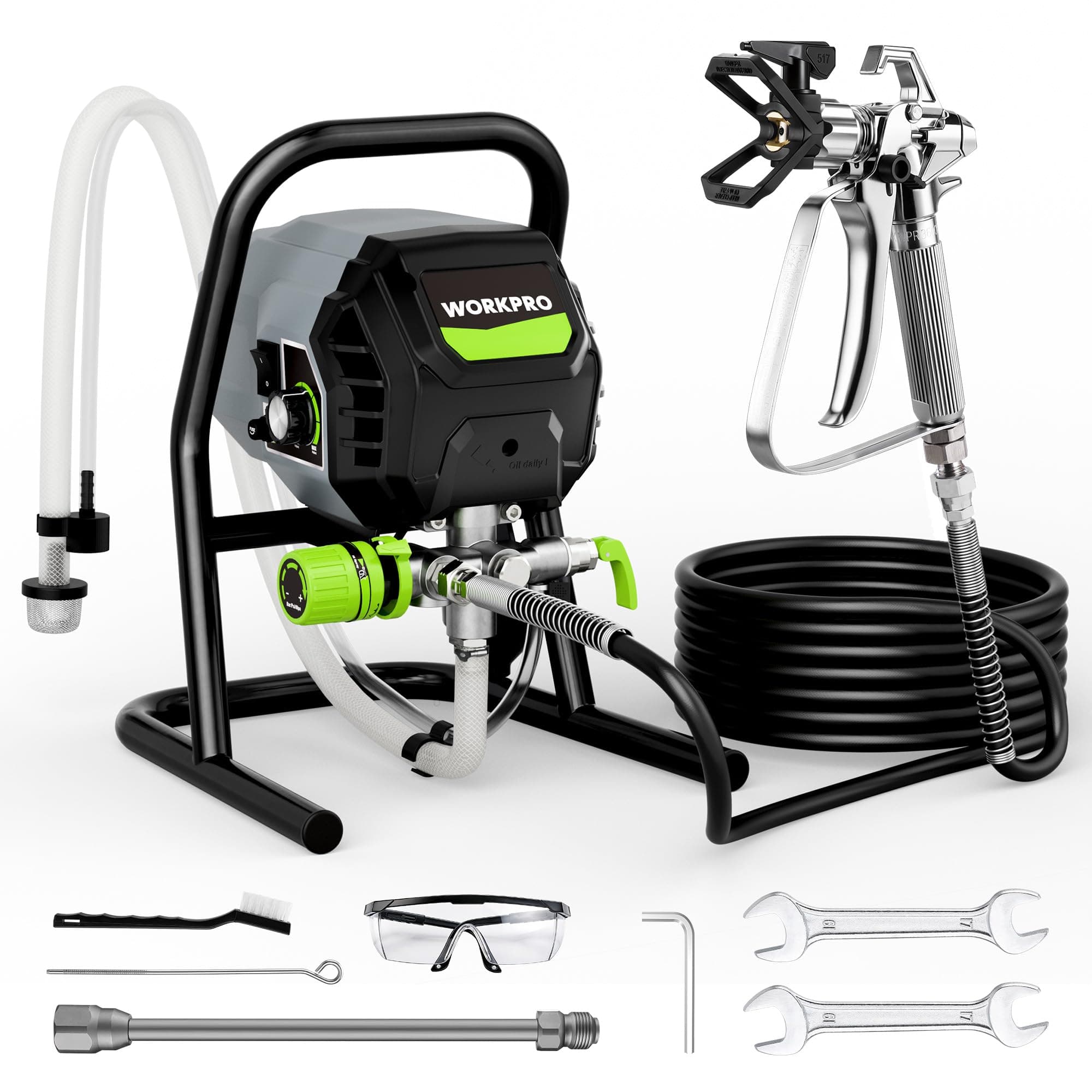 WORKPRO 700W Airless Paint Sprayer, 2900PSI High Efficiency | Thinning-Free Paint Sprayer with 12'' Extension Rod, Adjustable Pressure Control for Home Interior, Exterior Fence & Ceilings