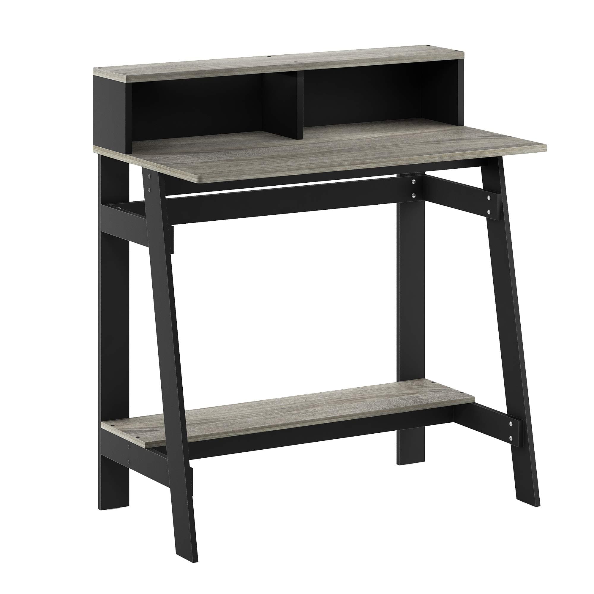 Furinno Simplistic A Frame Computer Desk, Black/French Oak Grey | with Monitor Stand, A Frame Computer Desk, Office Desk, for Home Office, Bedroom, Study Room, Dorm