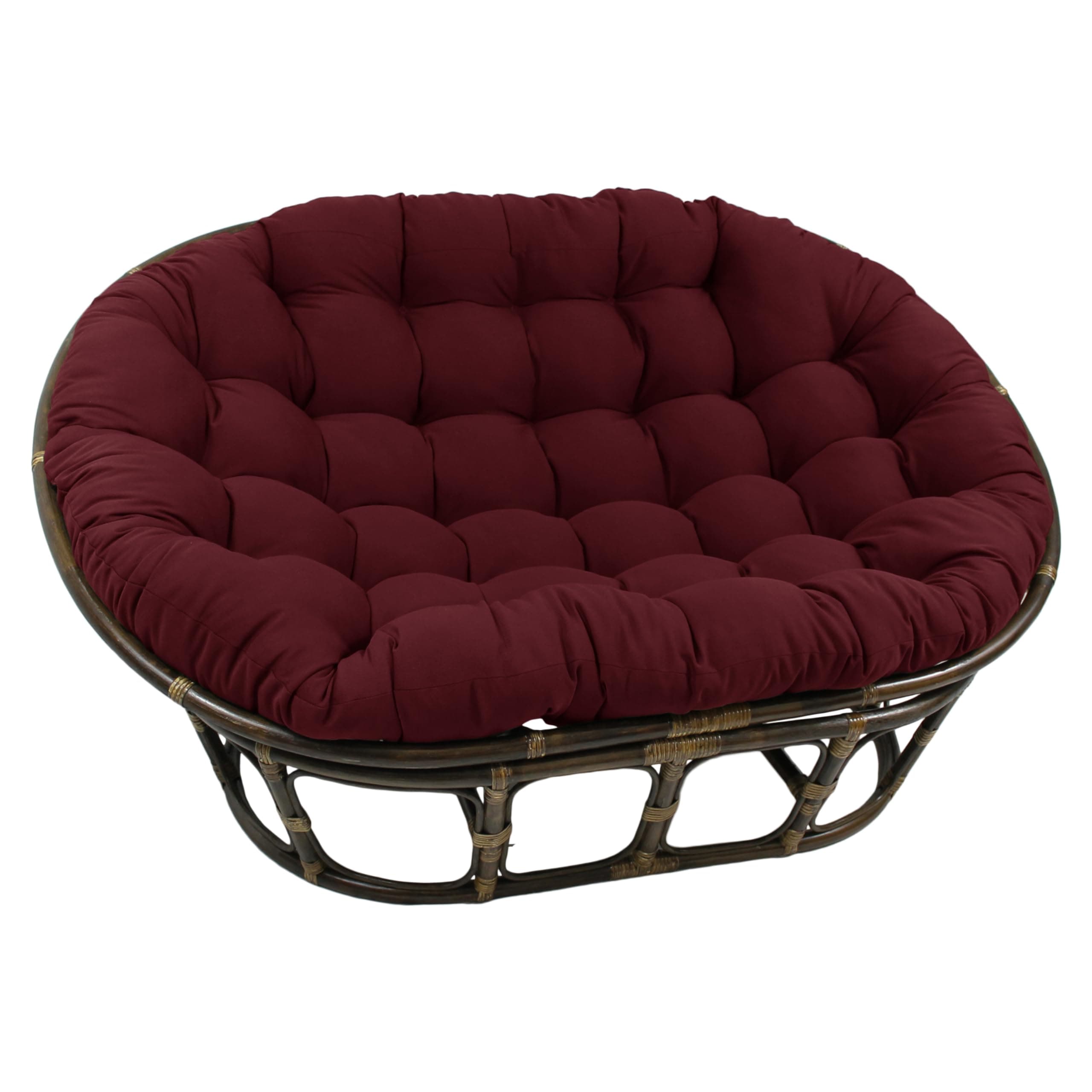 Blazing Needles Solid Twill Double Papasan Chair Cushion, 58" x 6" x 78", Burgundy