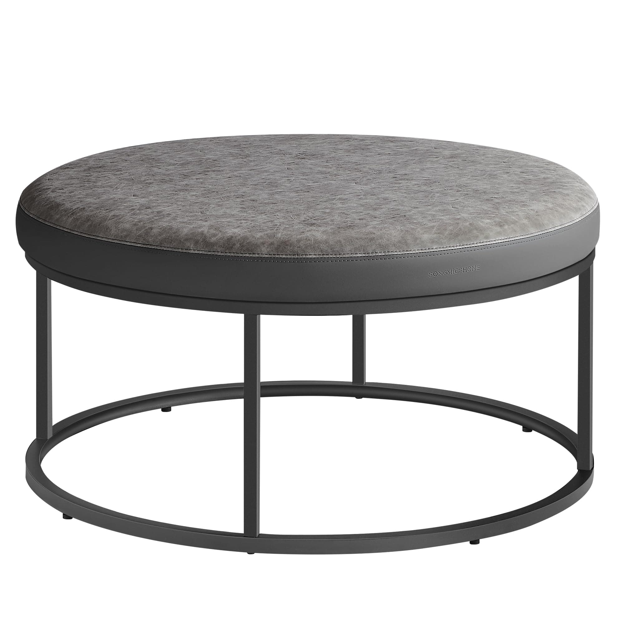 SONGMICS Home Ottoman, Round Coffee Table, Reversible Top, Steel Frame | Footstool, Side Table, Padded Seat, Minimalist, Max. Load 660 lb, Dove Gray, LUIZ Collection ULOM078G01