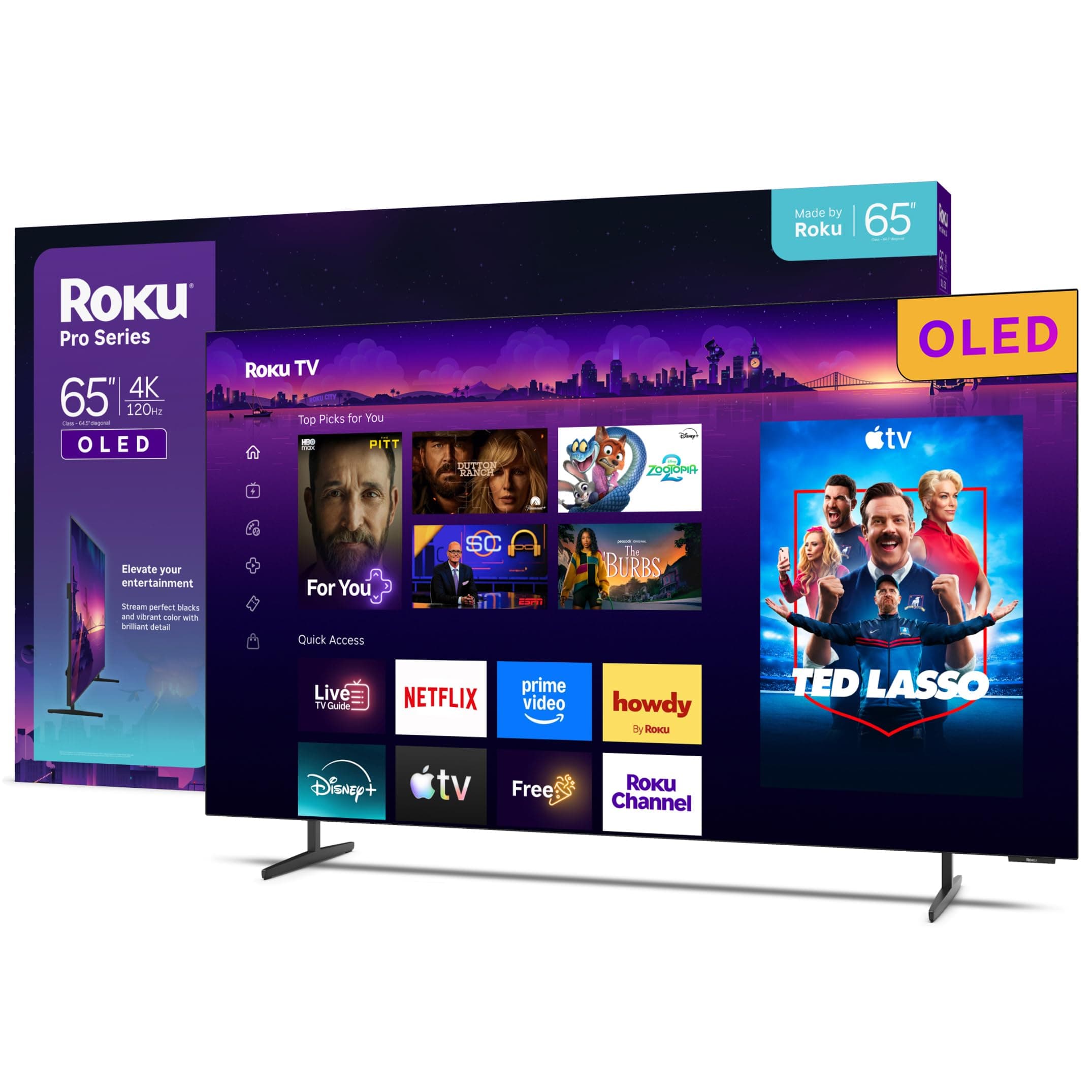 Roku 65-Inch Pro Series Smart TV | 4K OLED 120Hz | 2026 RokuTV | Ultra Thin Flat Screen Television | Dolby Vision & Wi-Fi for Streaming Sports, News | Backlit Voice Remote | Amazon Exclusive