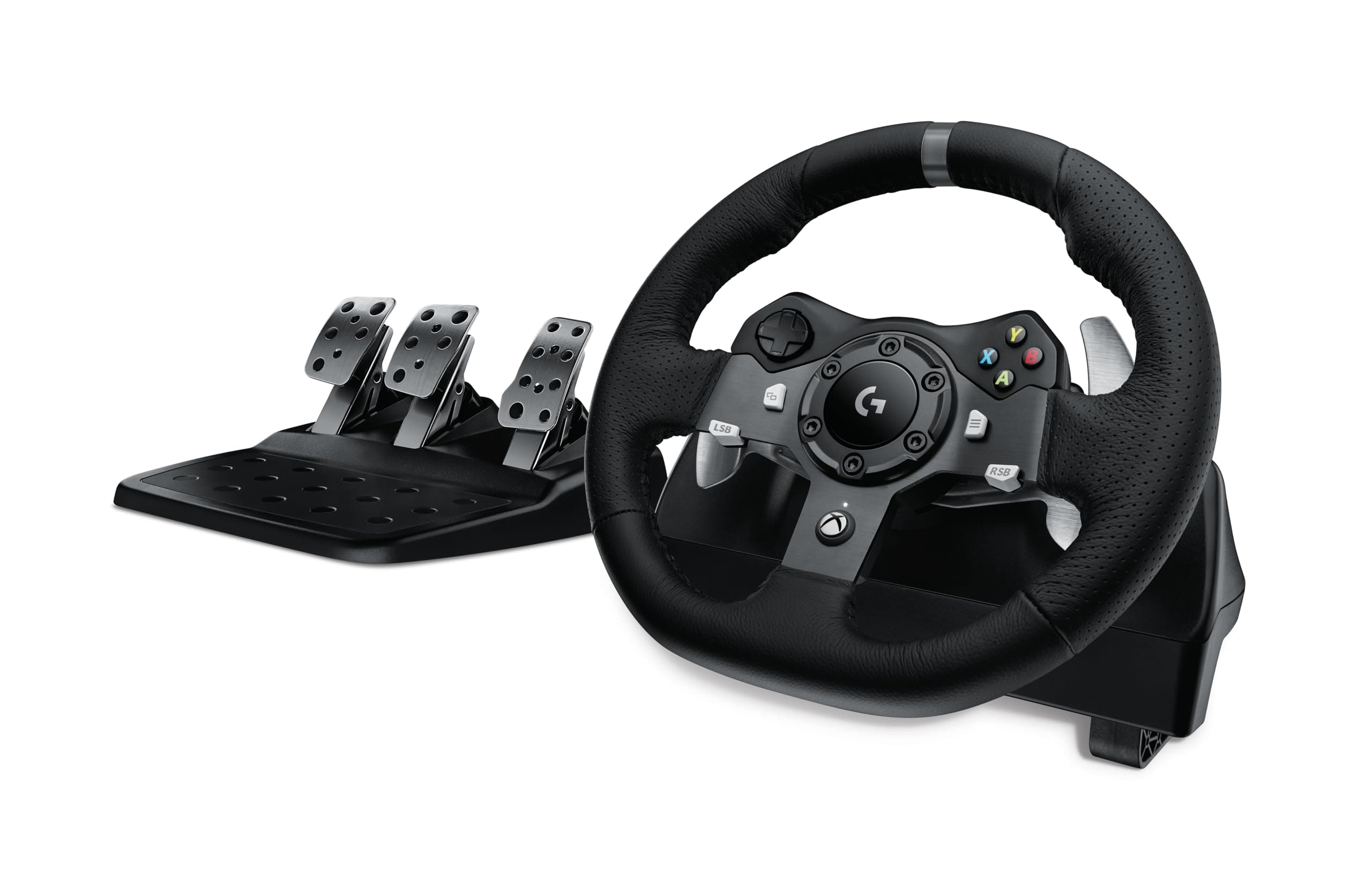 Logitech G920 Racing Wheel and Pedals for Xbox X|S/Xbox One/PC | Real force feedback, stainless steel paddle shifters, leather steering wheel cover, for Xbox Series X|S, PC, Mac