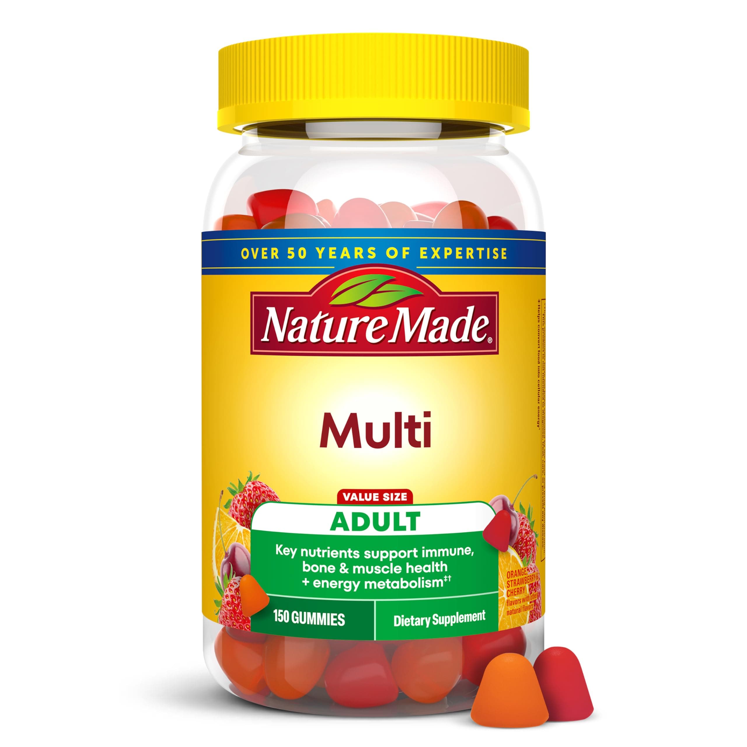 Nature Made Multivitamin Gummies, 150 Vitamin Gummies | Mens & Womens Gummy Vitamins & Minerals, Adult Multivitamin Gummy for Daily Nutritional Support, 75 Day Supply