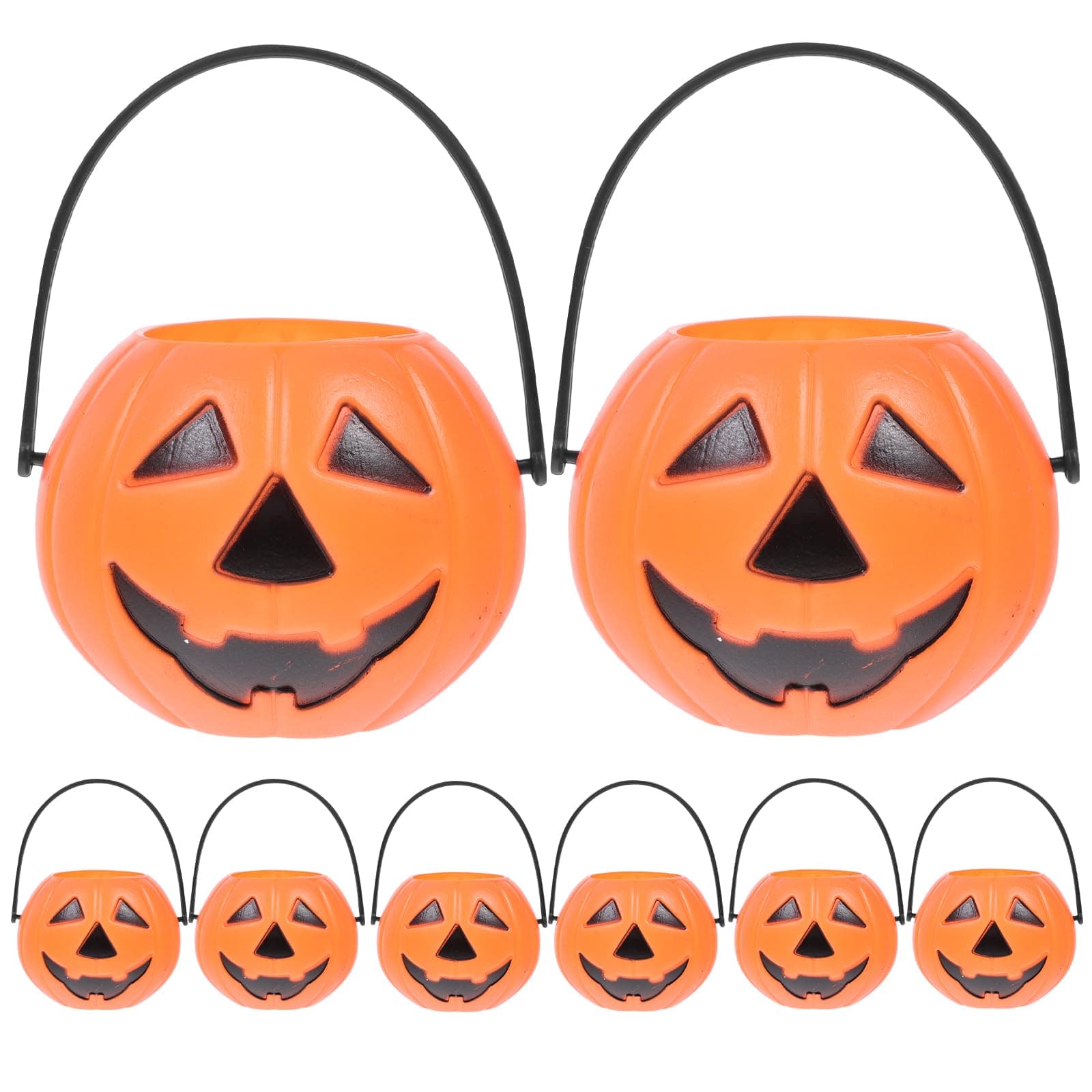 TOYANDONA 8 Pieces Halloween Candy Buckets Trick or Treat Pumpkin Bucket Halloween Party Favors Pumpkin Pails with Handle