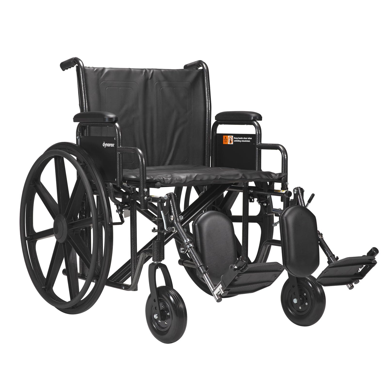 Dynarex 10234 DynaRide Heavy Duty Wheelchair with Detach Desk Arm ELR, Silver Vein, 24" x 18" Seat Size, 53.5" Length, 32.7" Width, 36.2" Height