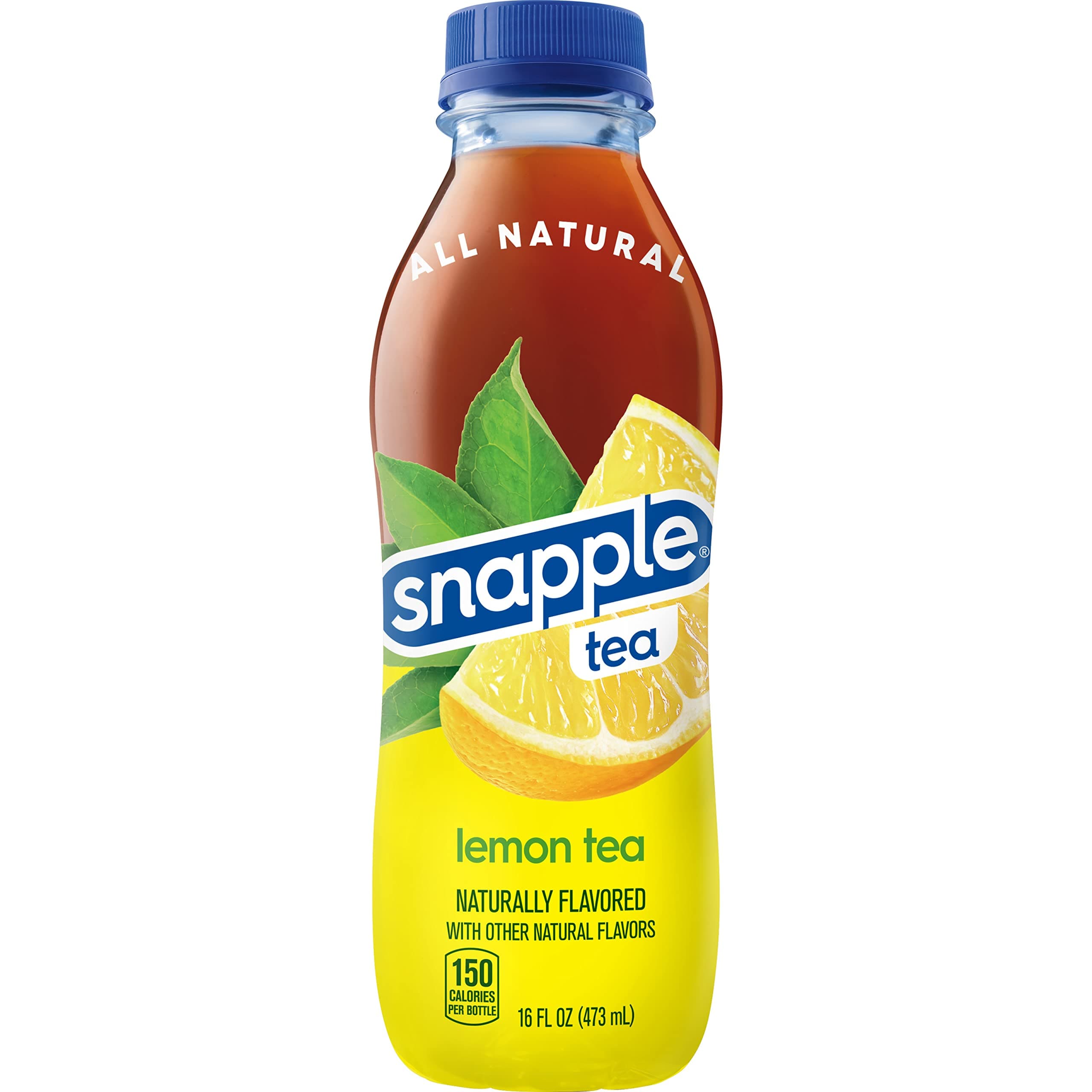 Snapple, Lemon Tea, Recycled Bottle, 16 Fl Oz, 12 Count | All Natural, No Artificial Flavors or Sweeteners, Black and Green Tea Blend, Gluten-Free, Juicy Lemon Flavor, Pack of 12