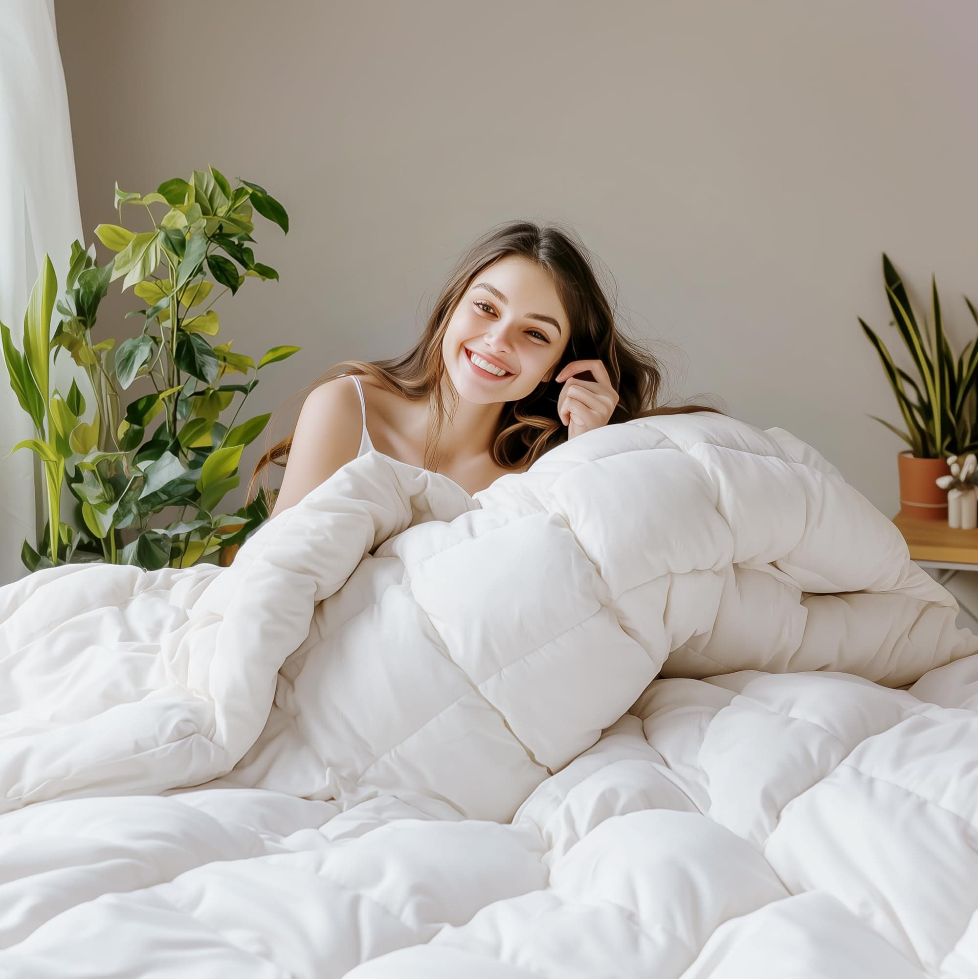 SANSWAN King Size Winter Goose Down Feather Comforter, Duvet Insert | Breathable Heavyweight Hotel Duvet Insert, 100% Organic Cotton Cover, Ultra Soft & Warm, 106x90 Inch, White