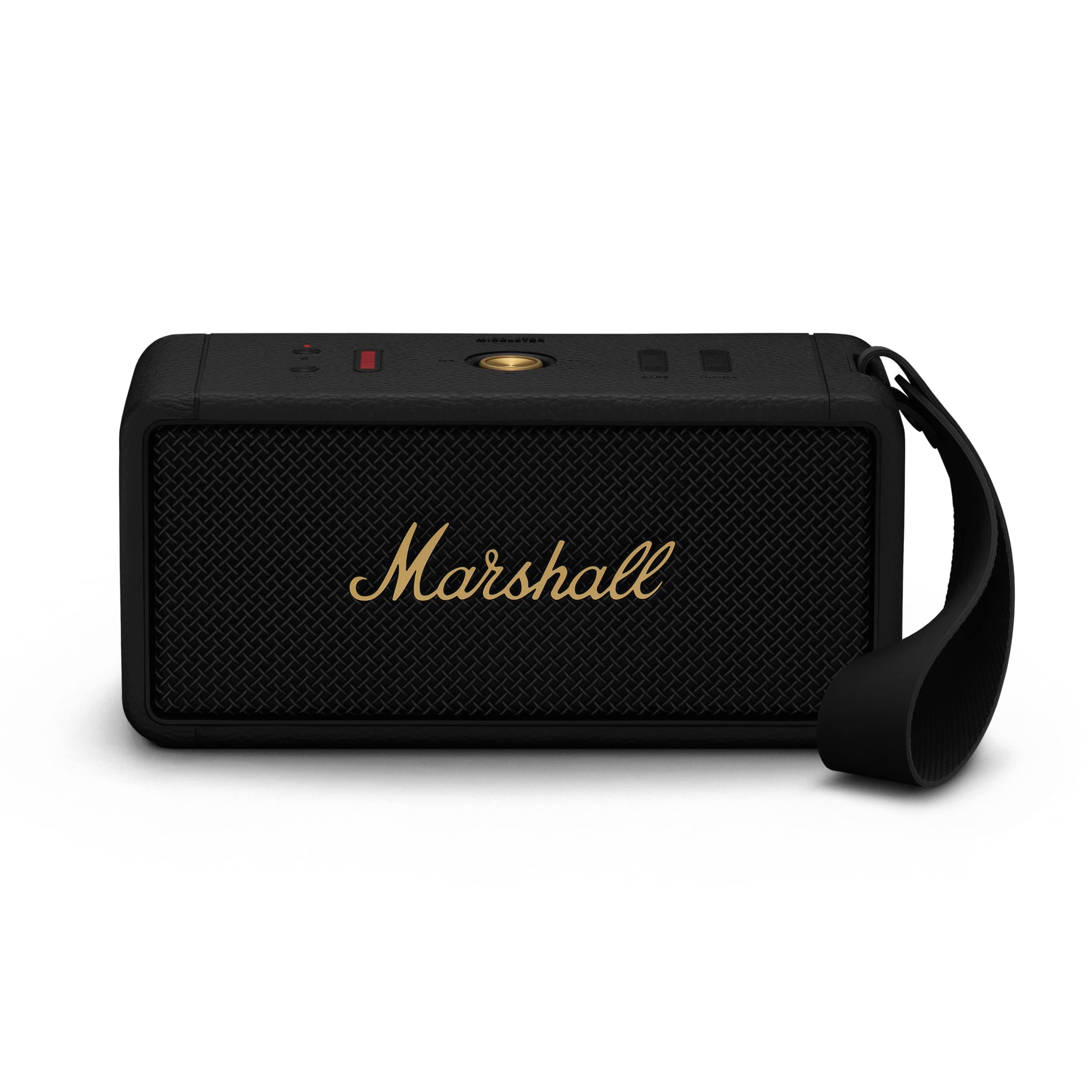 Marshall Middleton Portable Bluetooth Speaker - Rugged Waterproof/Dust-proof Design | Loud Stereo Sound, Deep Bass | Compact and Wireless for Travel and Outdoors - Black and Brass