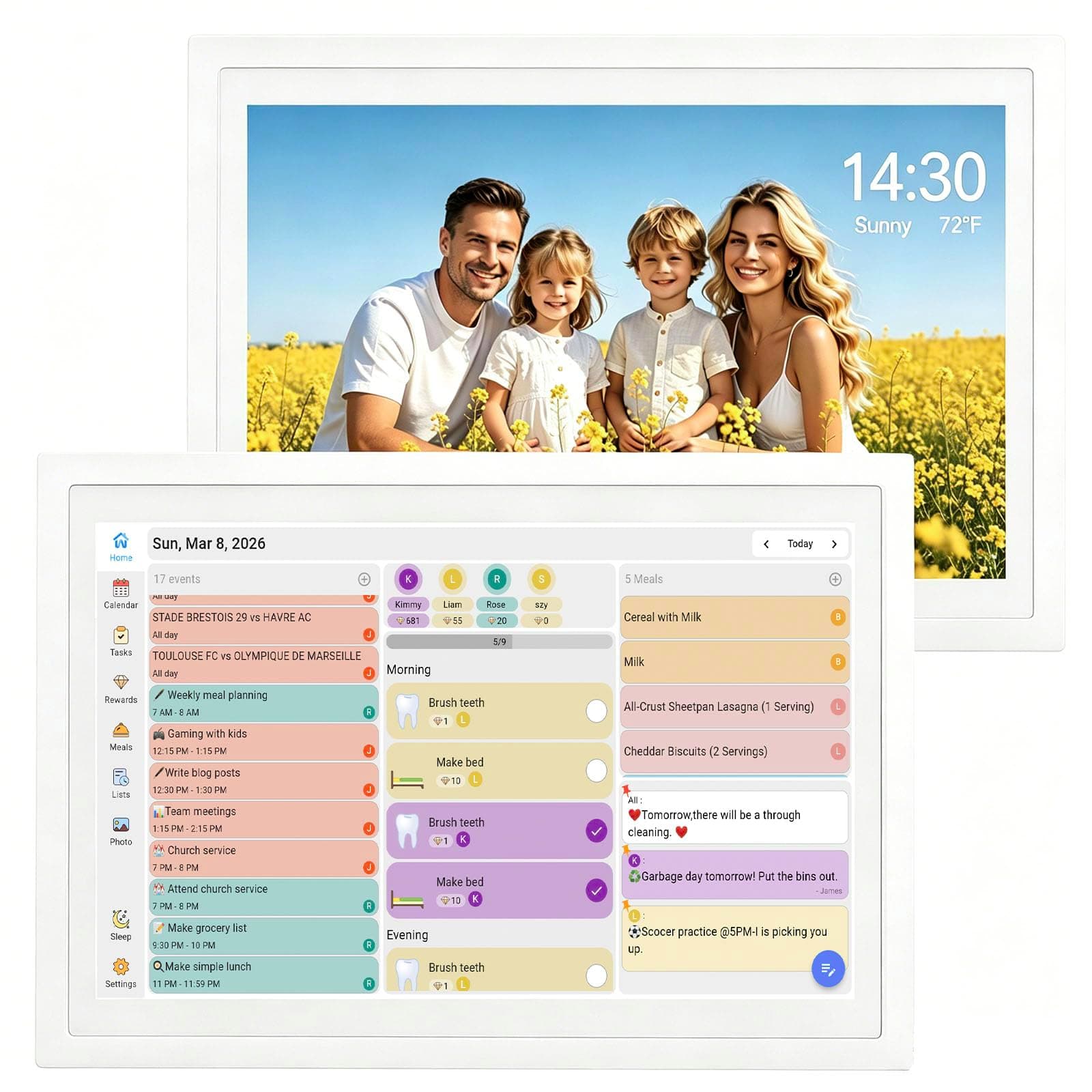 Digital Calendar 10.1 Inch Wall Plan Touch Screen WiFi picture esay to use | Smart Electronic Planner Calendar Sync, Chore Tracker,Meal plan Family Digital photo Frame Auto-Rotate Gift for Mom Women
