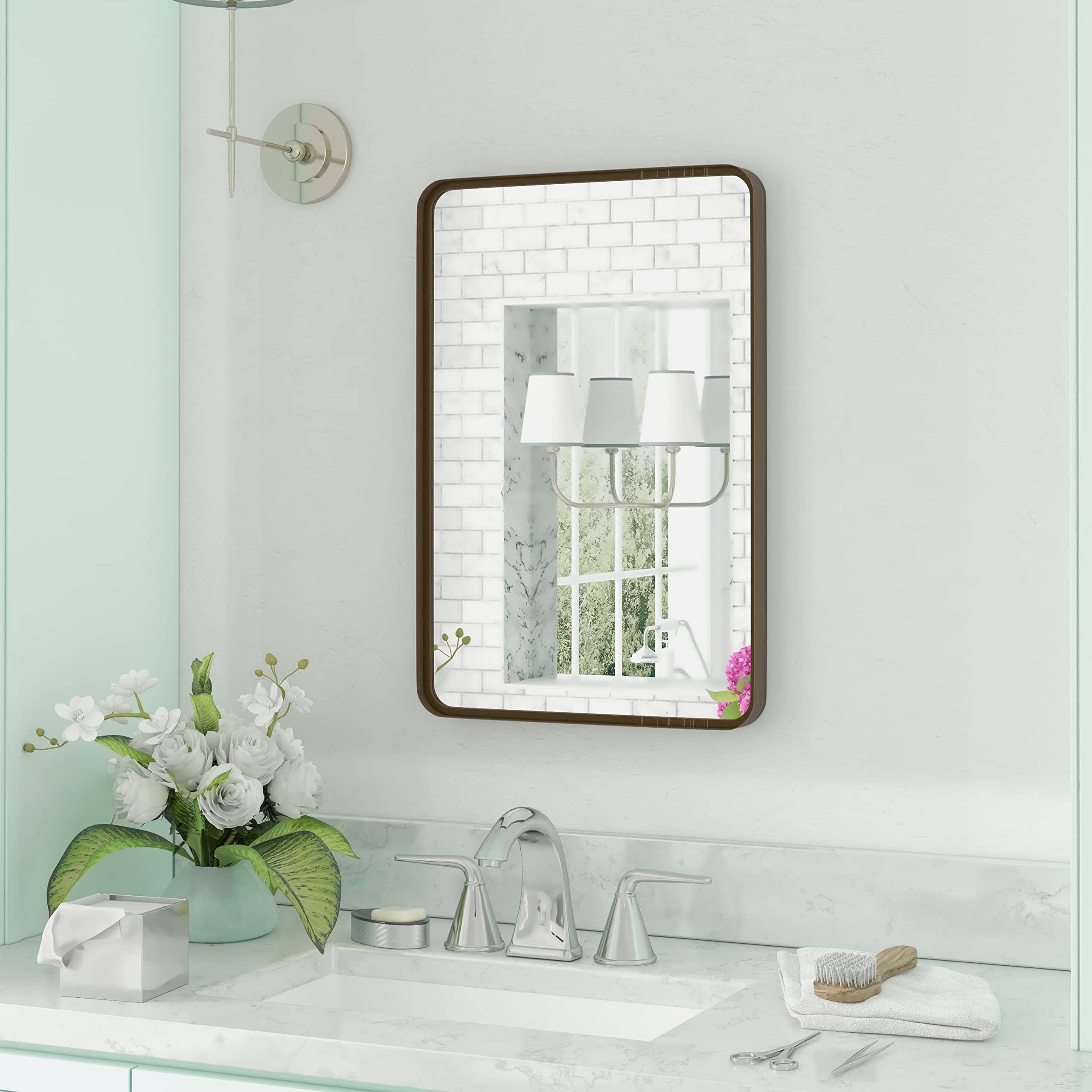 HBCY Creations 20x30 Inch Rectangle Oil Rubbed Bronze Mirror Deep Frame Mirror, Bathroom Mirror Oil Rubbed Bronze, Decorative Wall Mirror, Champagne Bronze Mirror, Framed Mirror for Bathroom Vanity