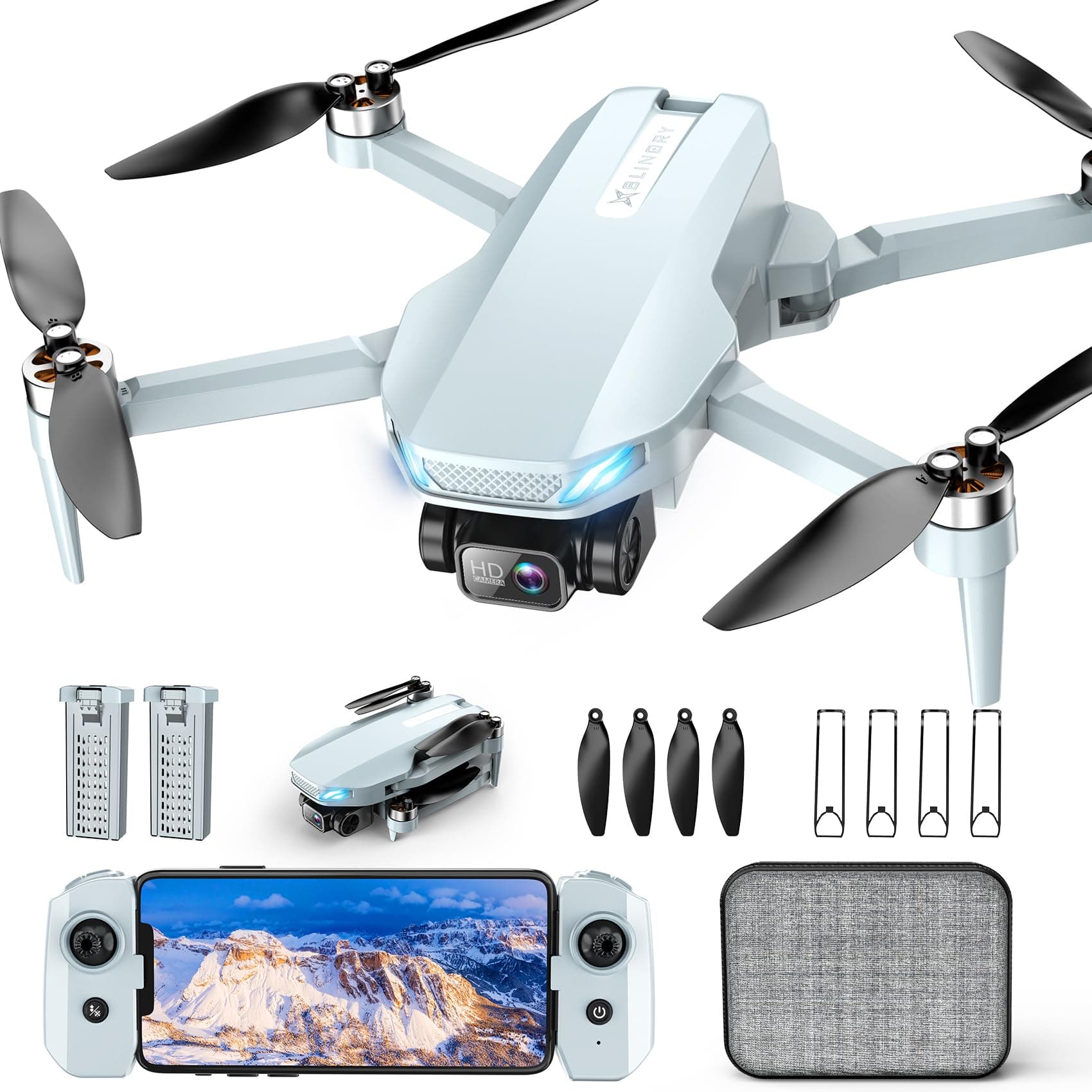 2K Drone with Camera for Adults & Beginners, Mini Drone with 2 Batteries | Foldable FPV Drone with Brushless Motor, 36 Min Flight Time, One-Key Takeoff/Landing, Gesture Selfie, Carrying Case