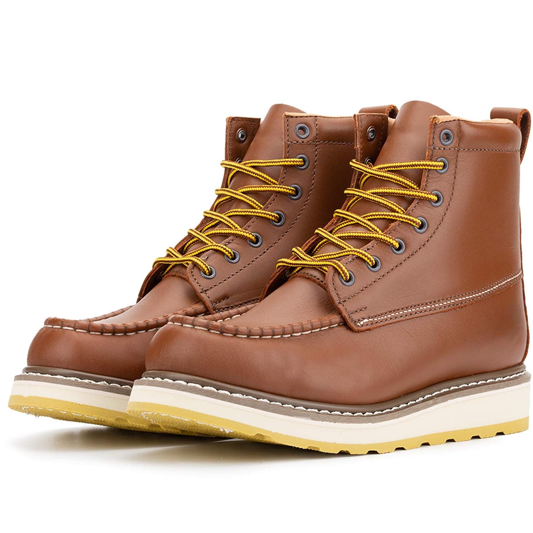 Men's Stylish Classic 6"- 8" Soft Moc Toe EH Leather Work Boot With Non-Slip Wedge Outsole & Goodyear Storm Welt
