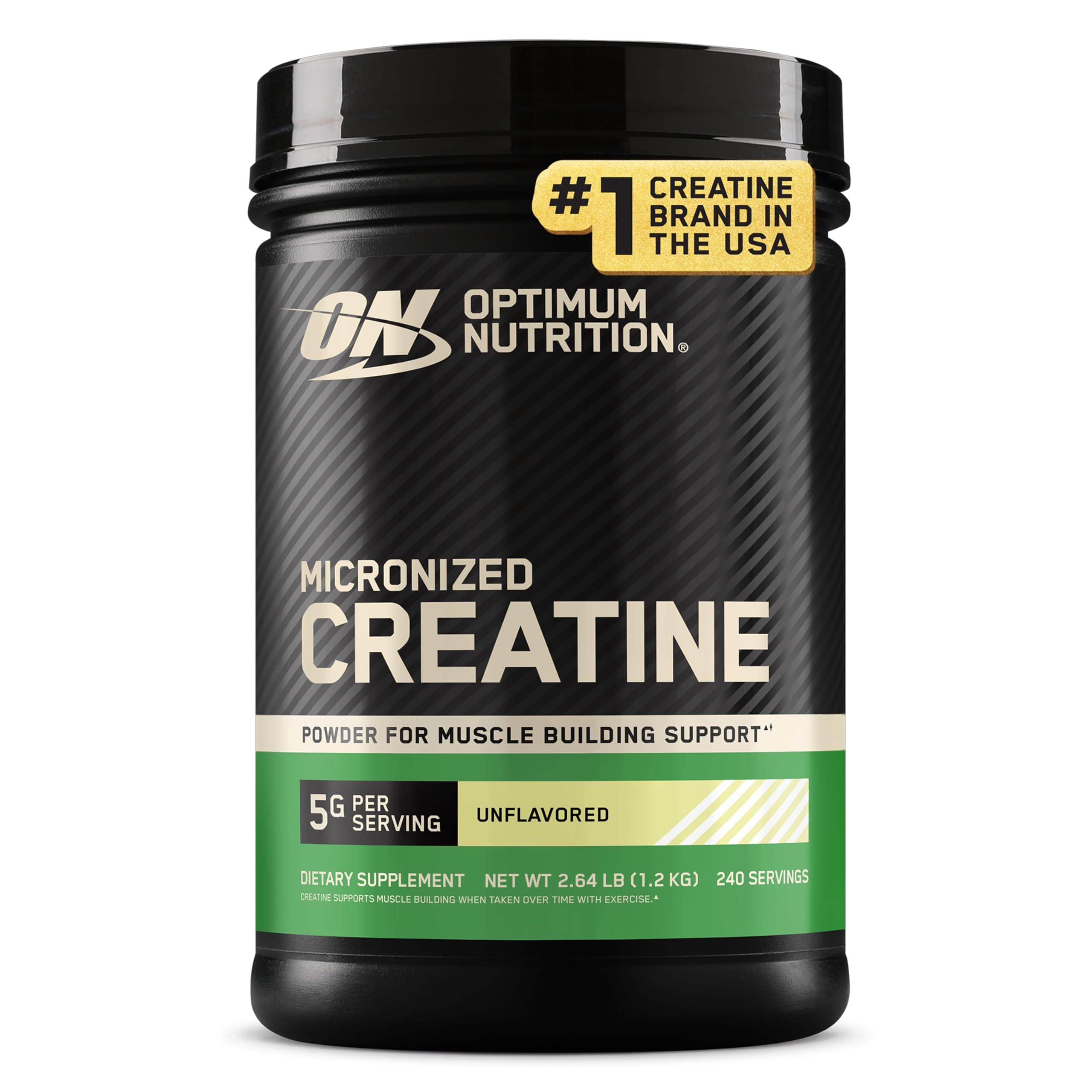 Optimum Nutrition Creatine Monohydrate Powder, Unflavored, 2.64 LB | 5g Micronized Creatine Monohydrate Powder Per Serving, Supports Muscle Strength & Power, Easy Mixing, Banned Substance Tested