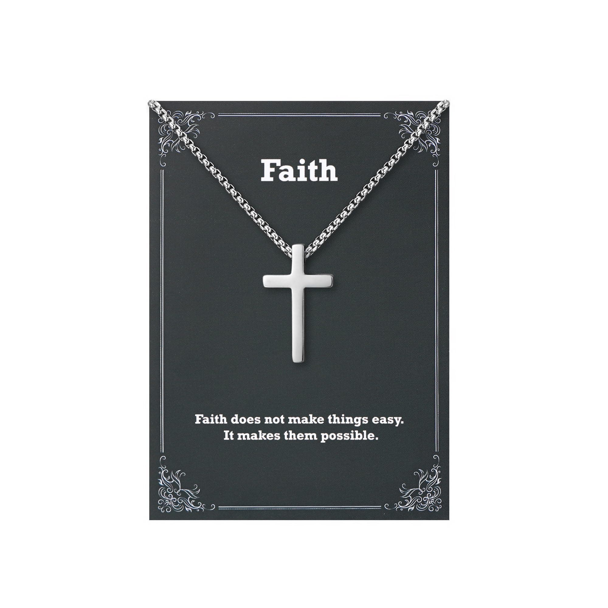 Faith Cross Pendant Necklace for Men Religious Christian Jewelry Gifts for Son