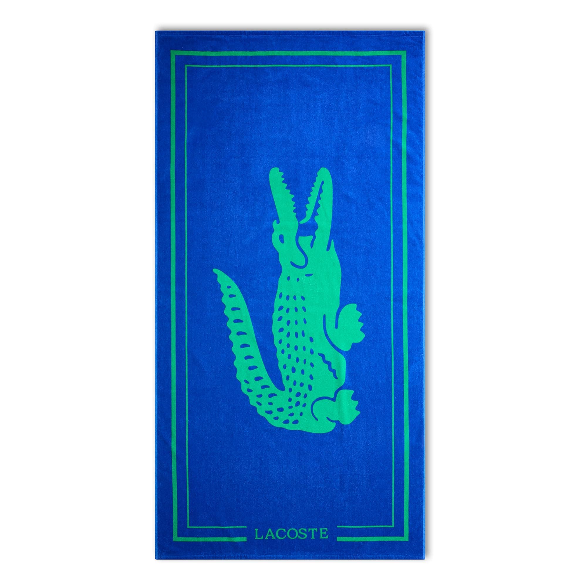 Lacoste 100% Cotton Oversized Beach Towel, Frame Croc | Ultra-Absorbent Terry Loop, Fast-Drying, Soft Velour Finish, Durable for Beach & Pool Use, 36"W x 72"L
