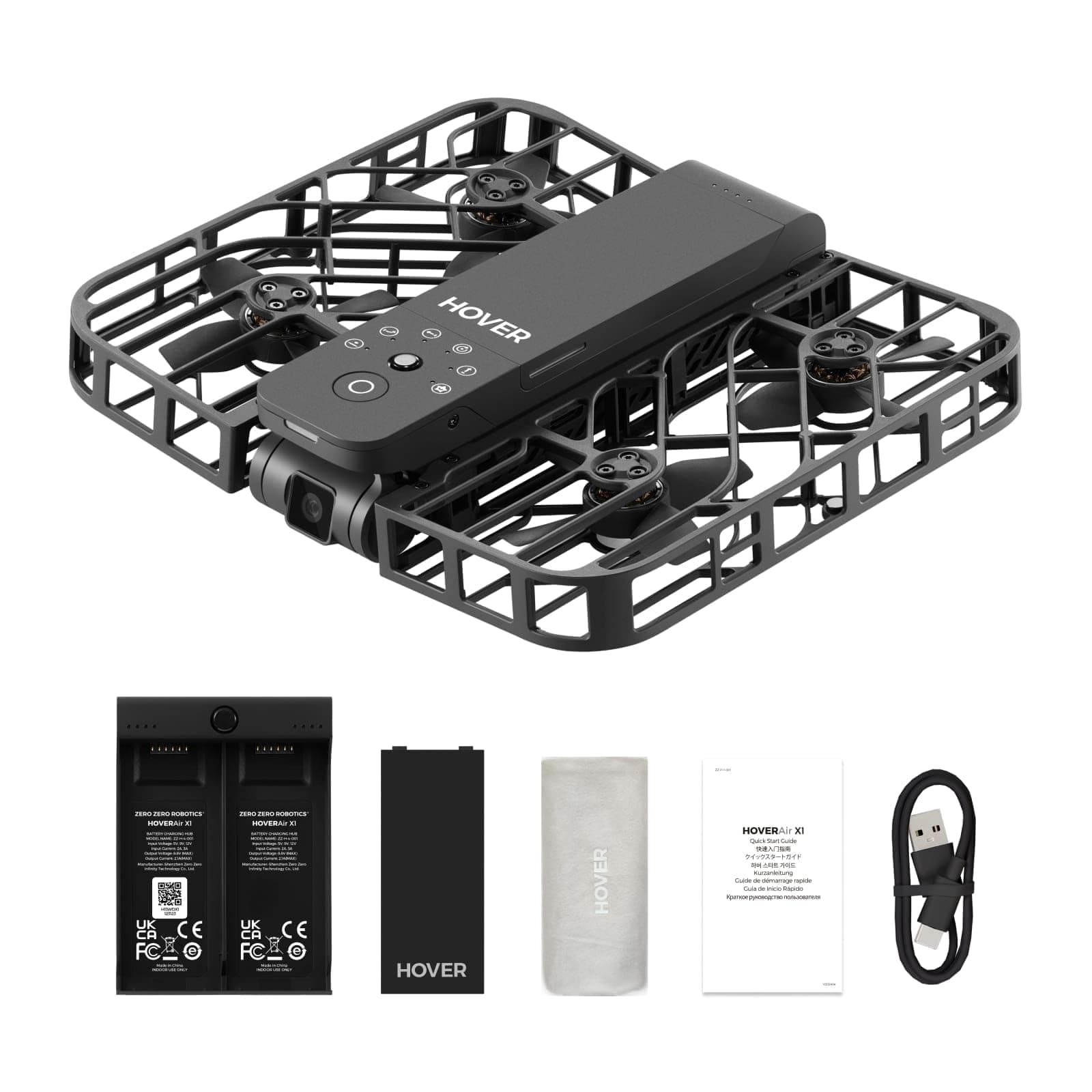 HOVERAir X1 Drone with Camera, Follow-me Drone with Self-Flying Mode | Foldable Mini Drone with HDR Video Capture, Palm Takeoff, Intelligent Flight Paths, Hands-Free Control Black (Combo)