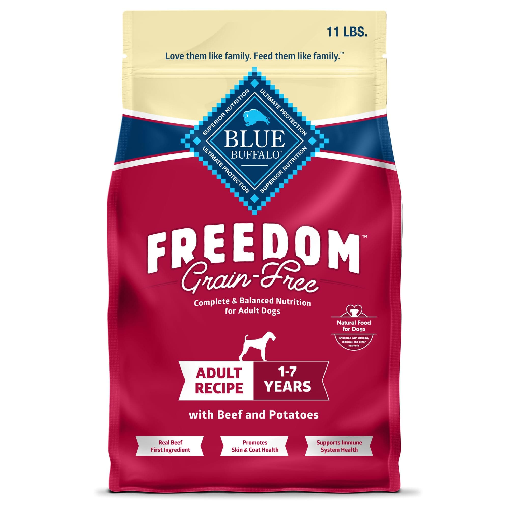 Blue Buffalo Freedom Beef Adult Grain-Free Dry Dog Food, 11 lb | Antioxidant-Rich LifeSource Bits, No Chicken By-Product, Corn, Wheat, or Soy
