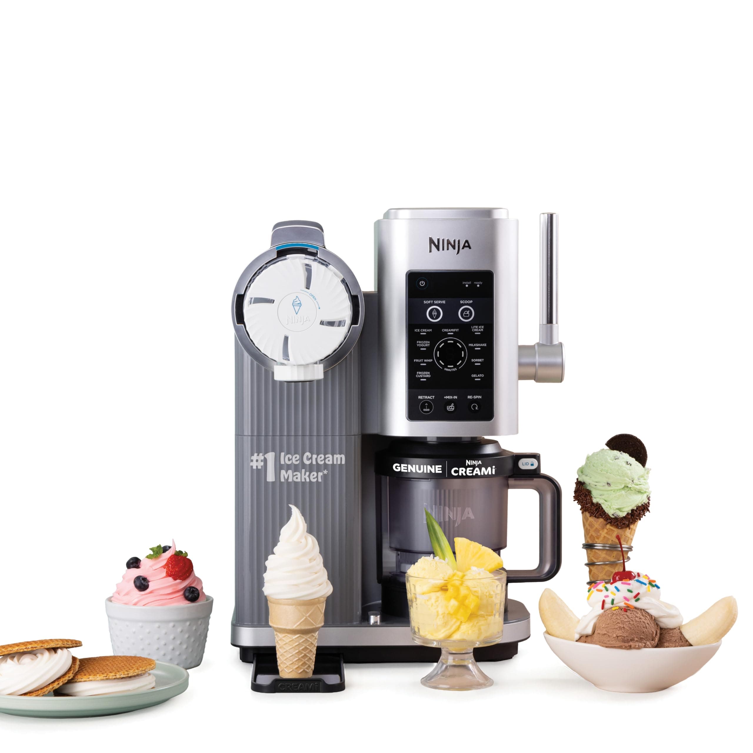 Ninja Creami Scoop & Swirl 13-in-1 Ice Cream and Soft Serve Maker, NC701 | Ninja Creami Scoop and Swirl turns almost anything into ice cream and soft serve at a button touch, scooped or swirled.
