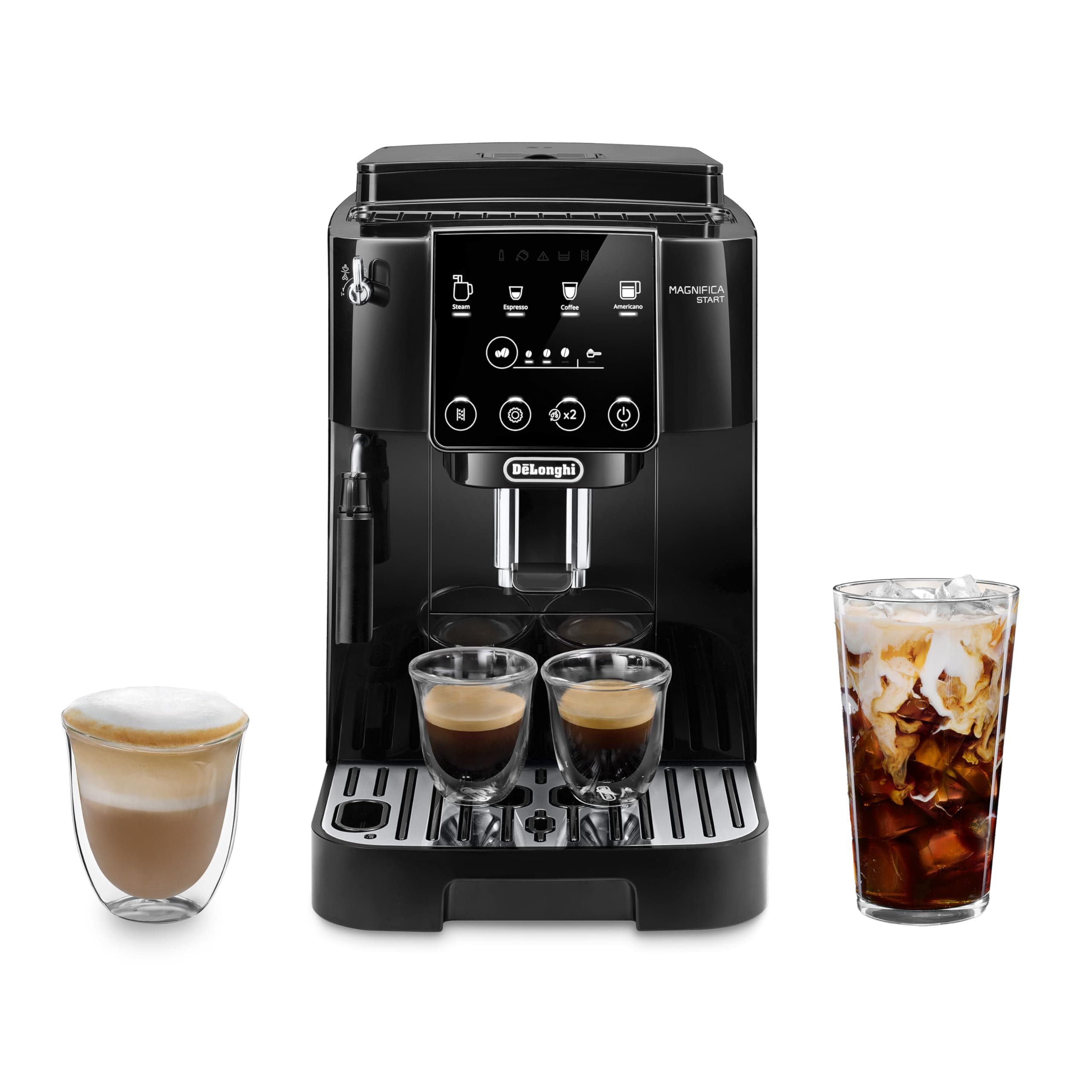 De'Longhi Magnifica Start Automatic Espresso Machine, Milk Frother, Black | #1 Worldwide Espresso Machine Maker, 3 One-Touch Recipes, Frother, Built-In Grinder, Easy to Clean