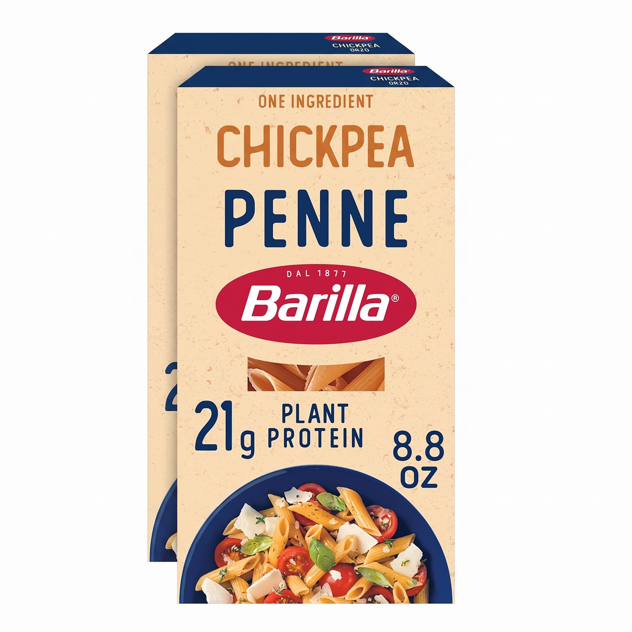 Barilla Chickpea Penne Pasta, 8.8 oz - Vegan, Gluten Free, Non GMO & Kosher - Made with Plant Based Protein (Pack of 2)