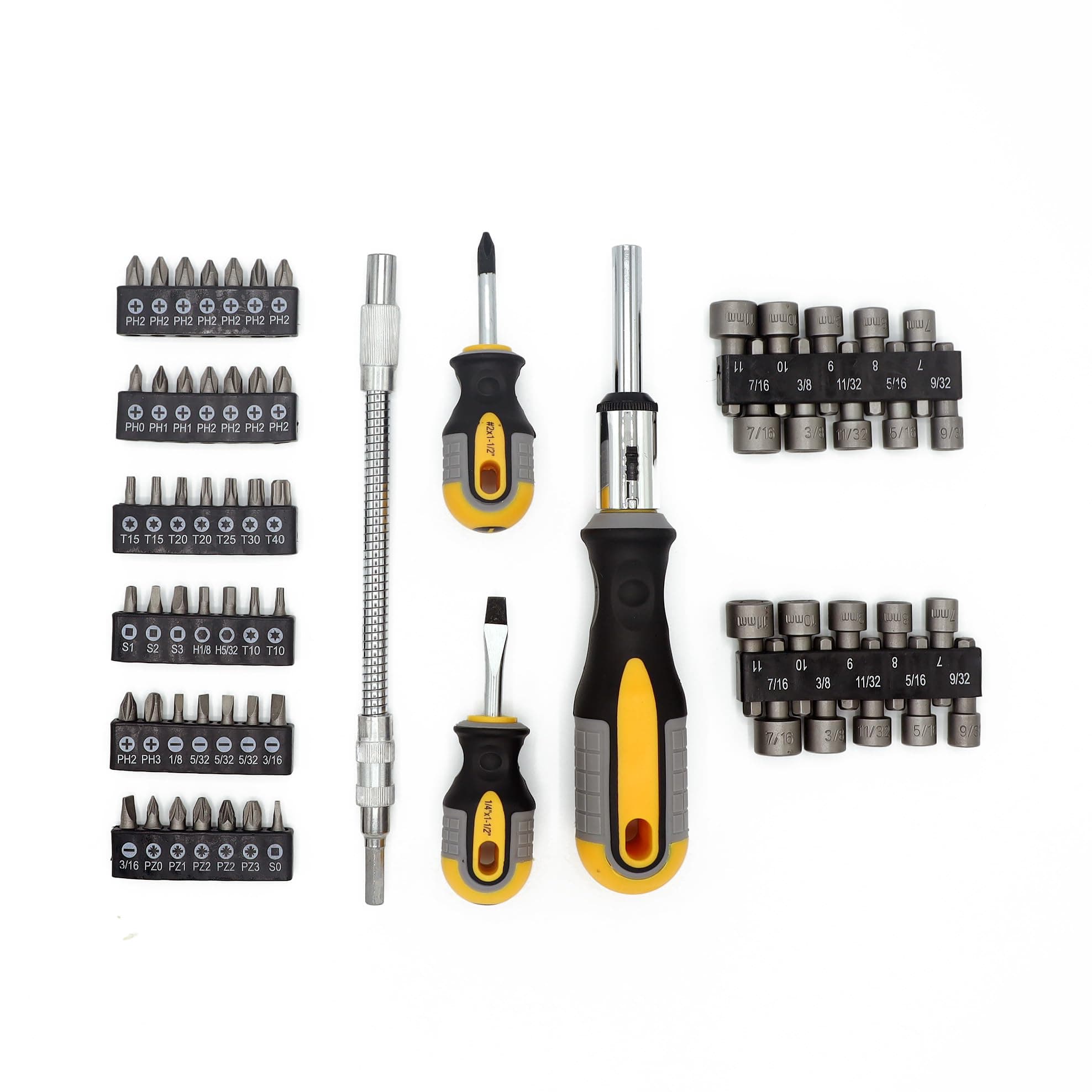 ULTRA STEEL 66PC Ratchet Screwdriver Set, Bits and Nut Driver | Chrome Vanadium, Multi-color, DIY, Home, Repair, Electronics, Garage, Workshop, Precision, Fastening, Driving, Handyman