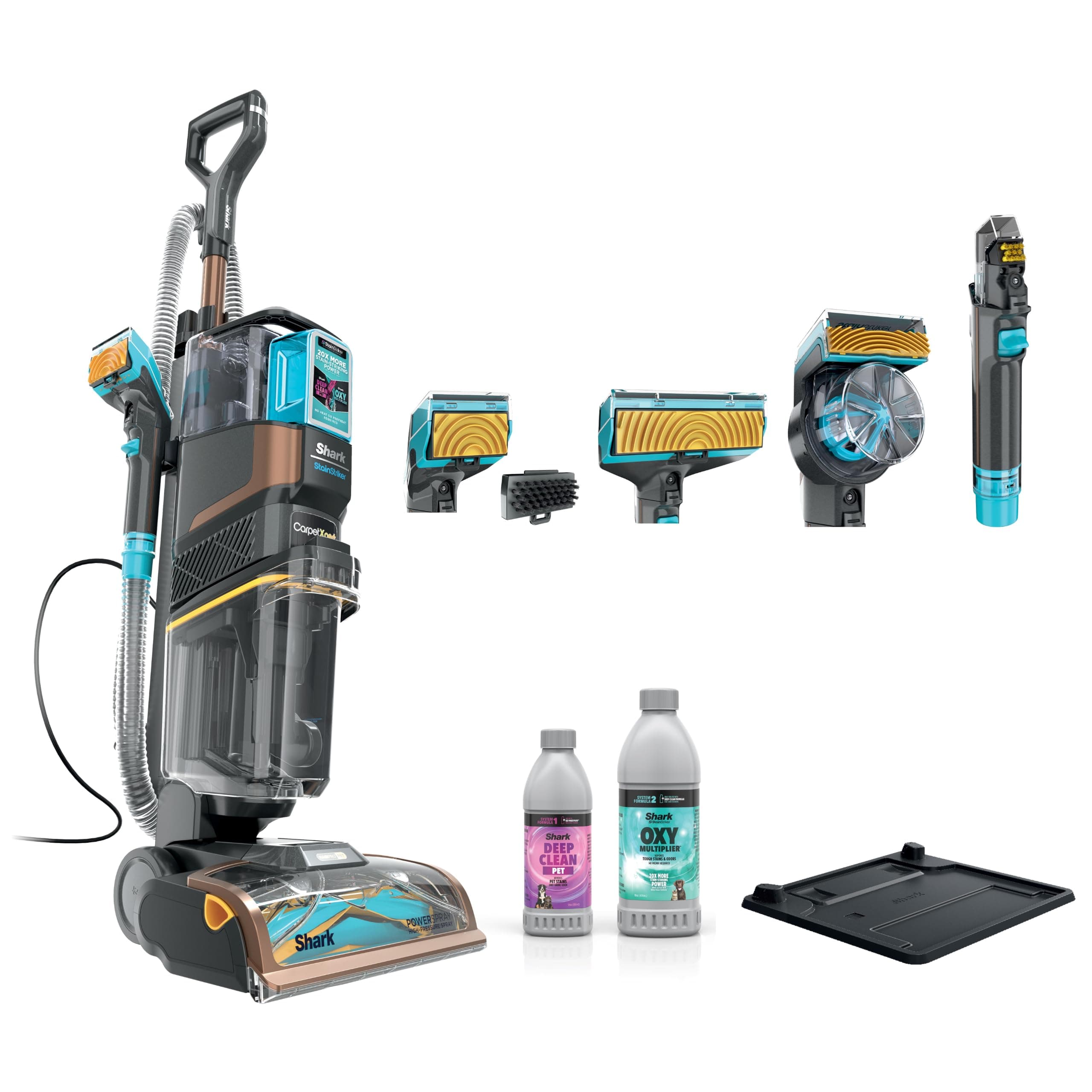 Shark CarpetXpert HairPro StainStriker Carpet & Stain Cleaner, EX301 | For Carpet, Upholstery & Rugs, Pet Hair Pickup, Stain & Odor Remover, Pet & OXY Formulas, Self-Clean, 4 Tools + Storage Tray