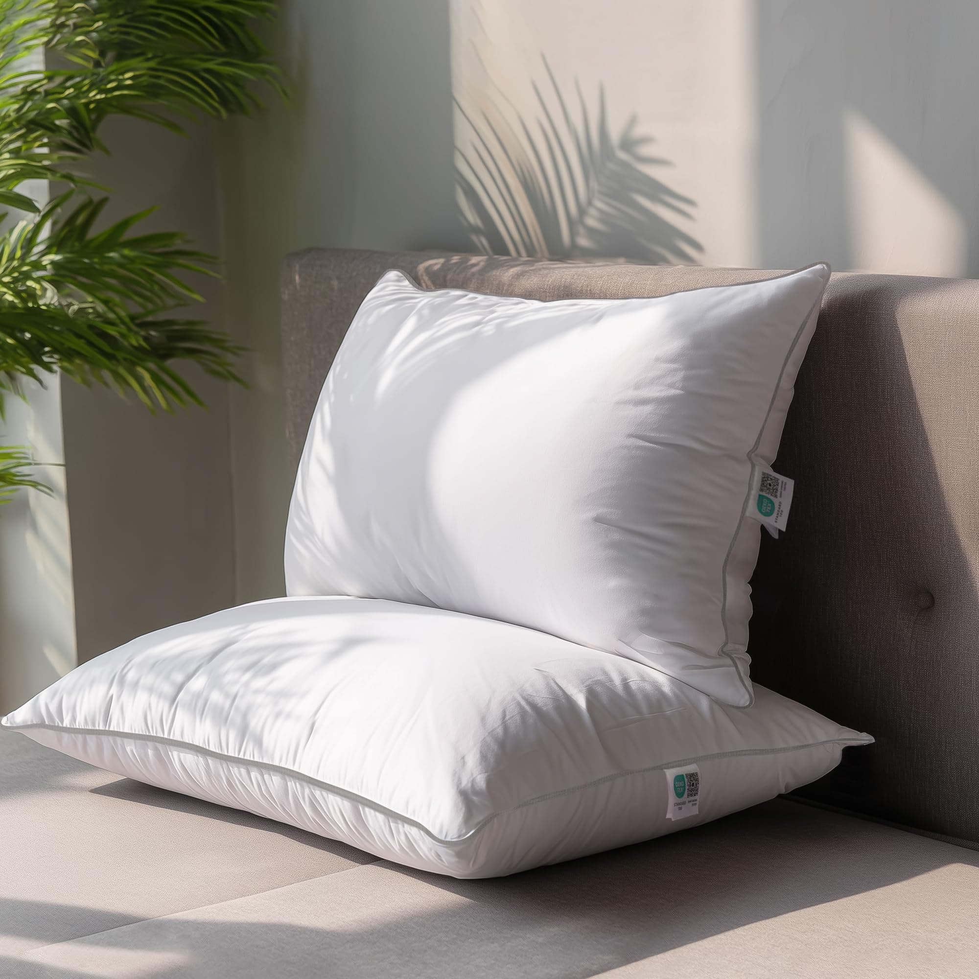 SANSWAN Goose Down Feather King Pillows Set of 2, Hotel Quality Pillow | Luxury Hotel Quality Pillow, Allergy Soft Pillows with 100% Organic Cotton Cover, Medium Firm, Cooling & Hypoallergenic