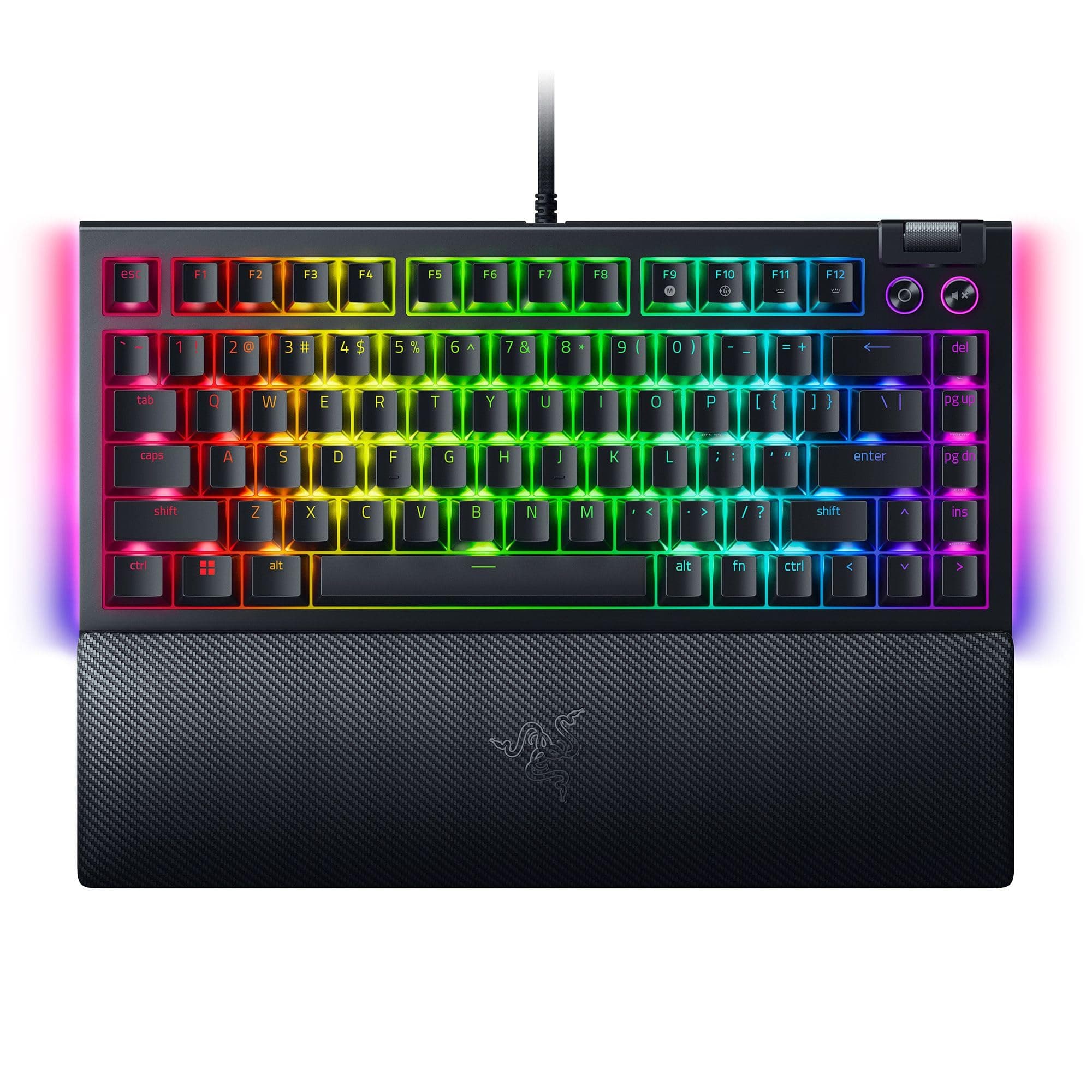 Razer BlackWidow V4 75% Mechanical Gaming Keyboard, Orange Switches, Black | Hot-Swappable Design, Compact & Durable, Chroma RGB, MF Roller & Media Keys, Comfortable Wrist Rest