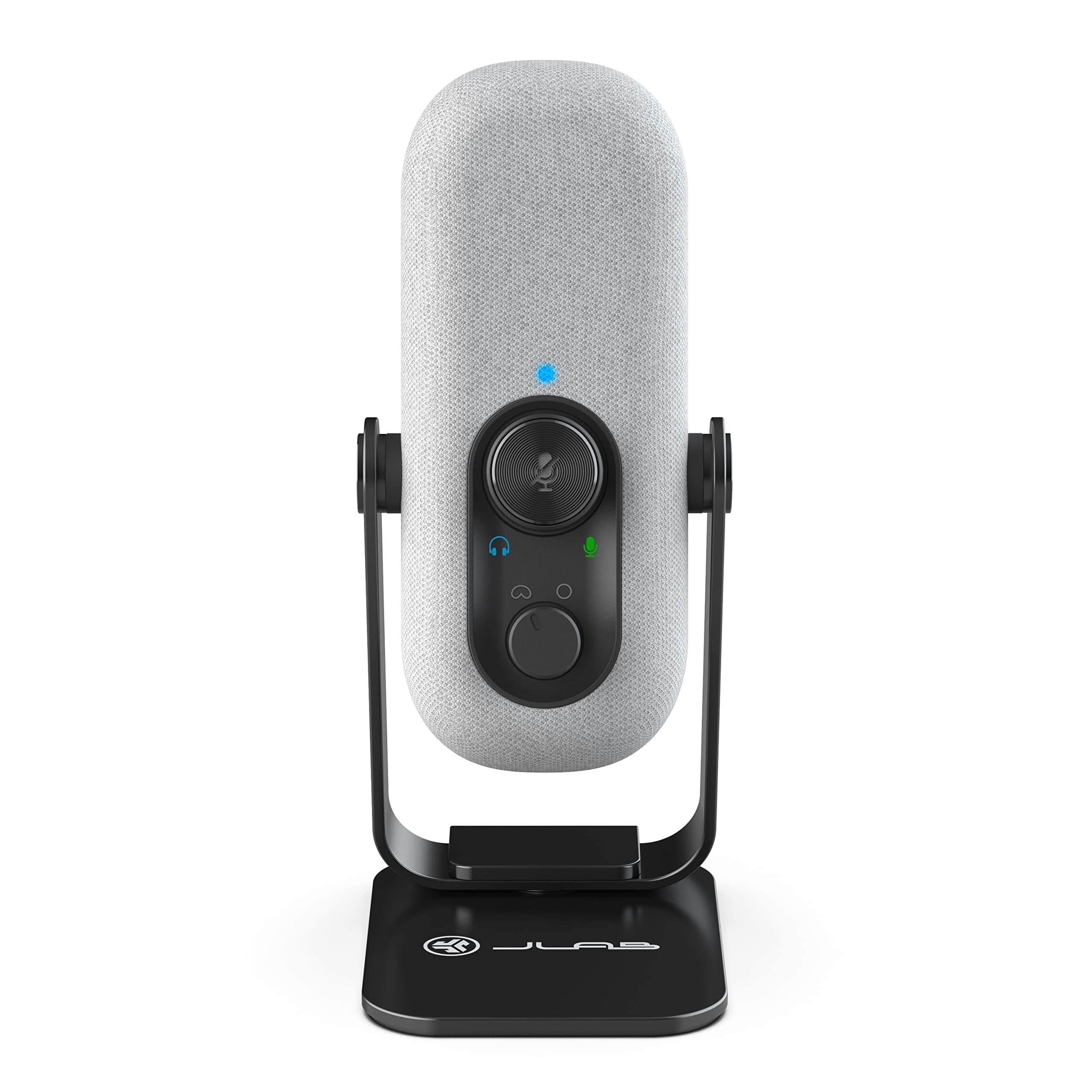JLab Go Talk USB-C Microphone with Cardioid and omnidirectional Modes, Volume Control, Mute, 3.5mm aux, Plug and Play, White