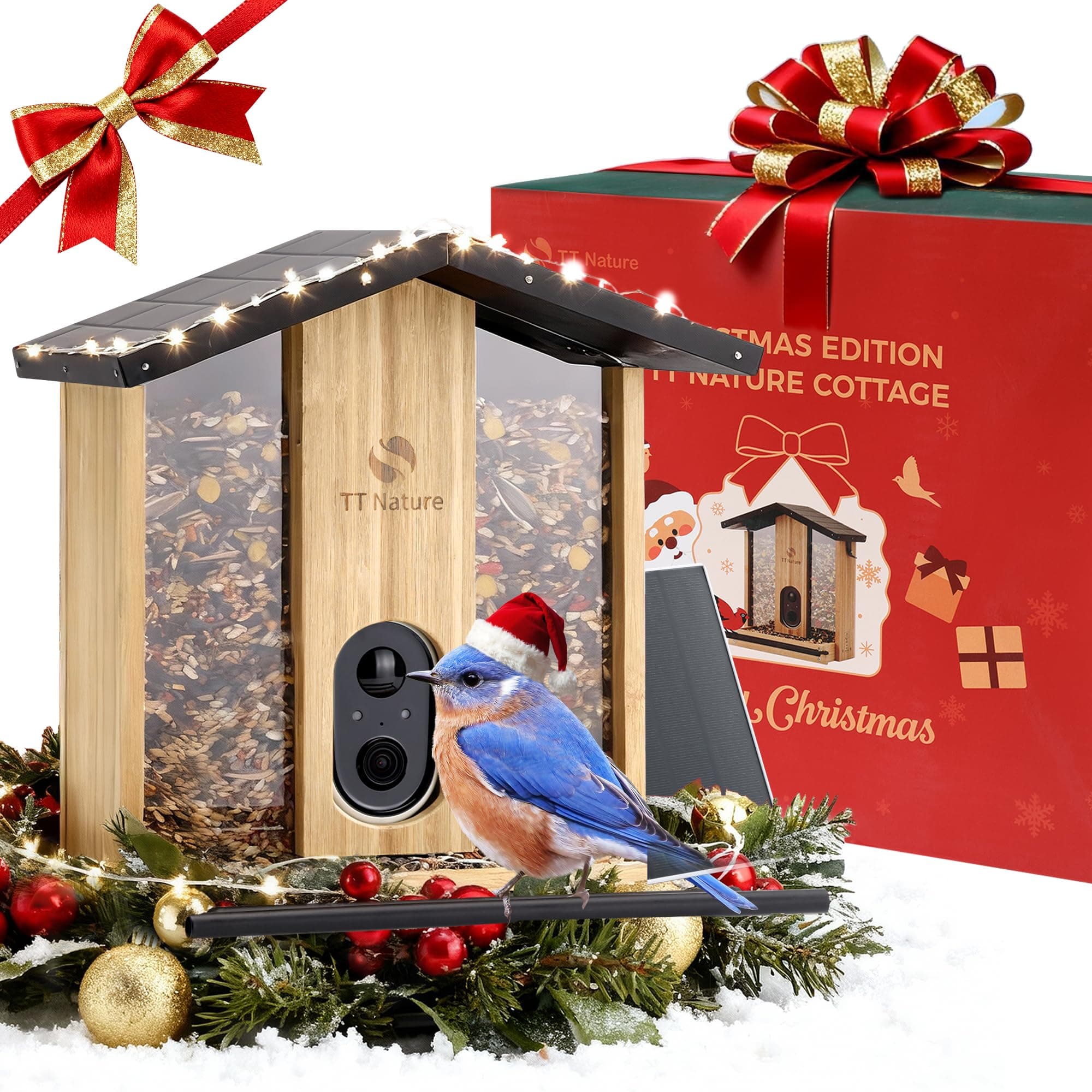 TT Nature Bird Feeder with Camera – 3L Smart Bird Feeder with AI Recognition, Live Streaming, Cloud Storage, Real-Time Alerts, for Nature Lovers