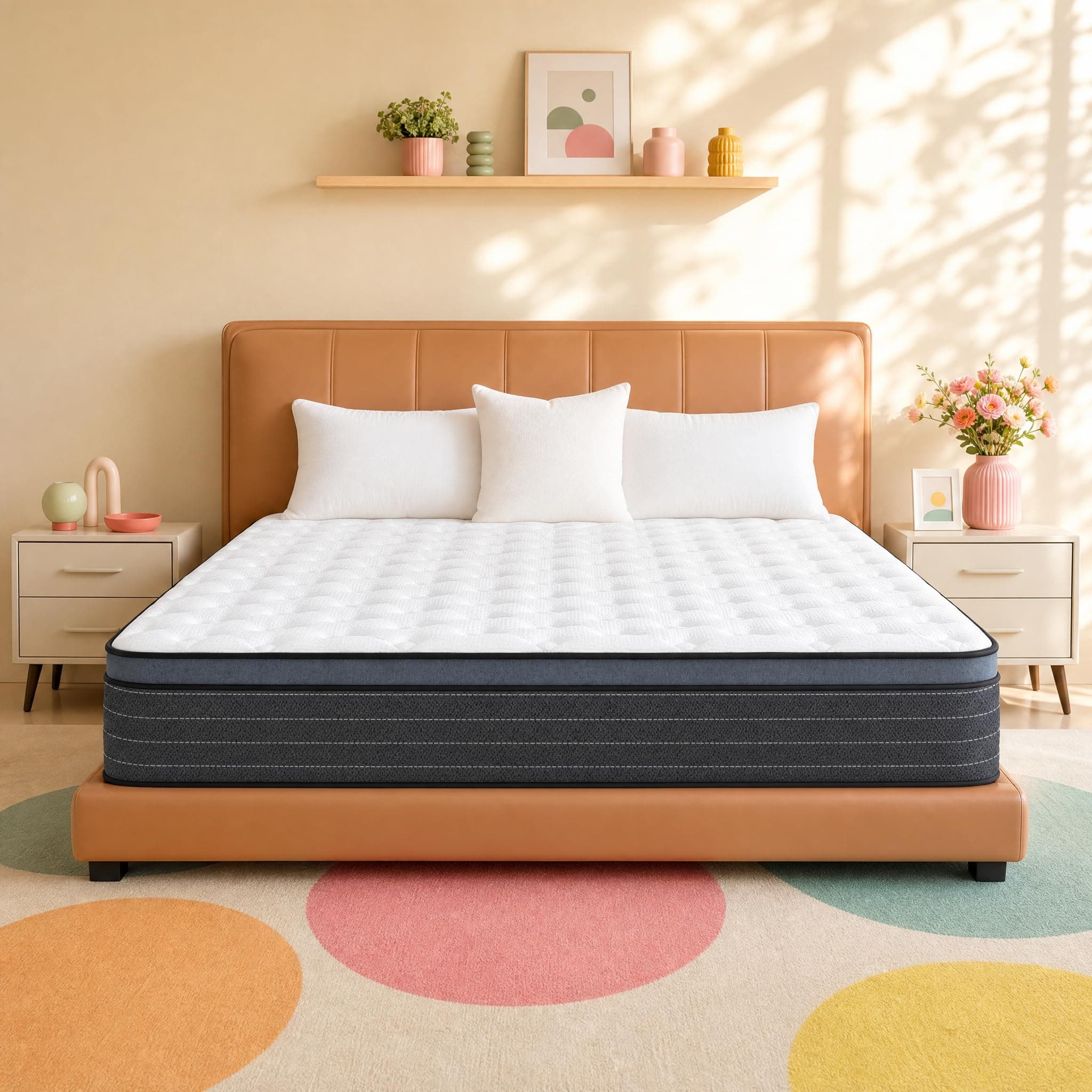 UNZIPE 14 Inch King Hybrid Mattress in a Box, Medium Firm, Cooling Feel | Breathable design keeps cooling, Durability and Stability Reduce the Feeling of Sagging, Memory Foam