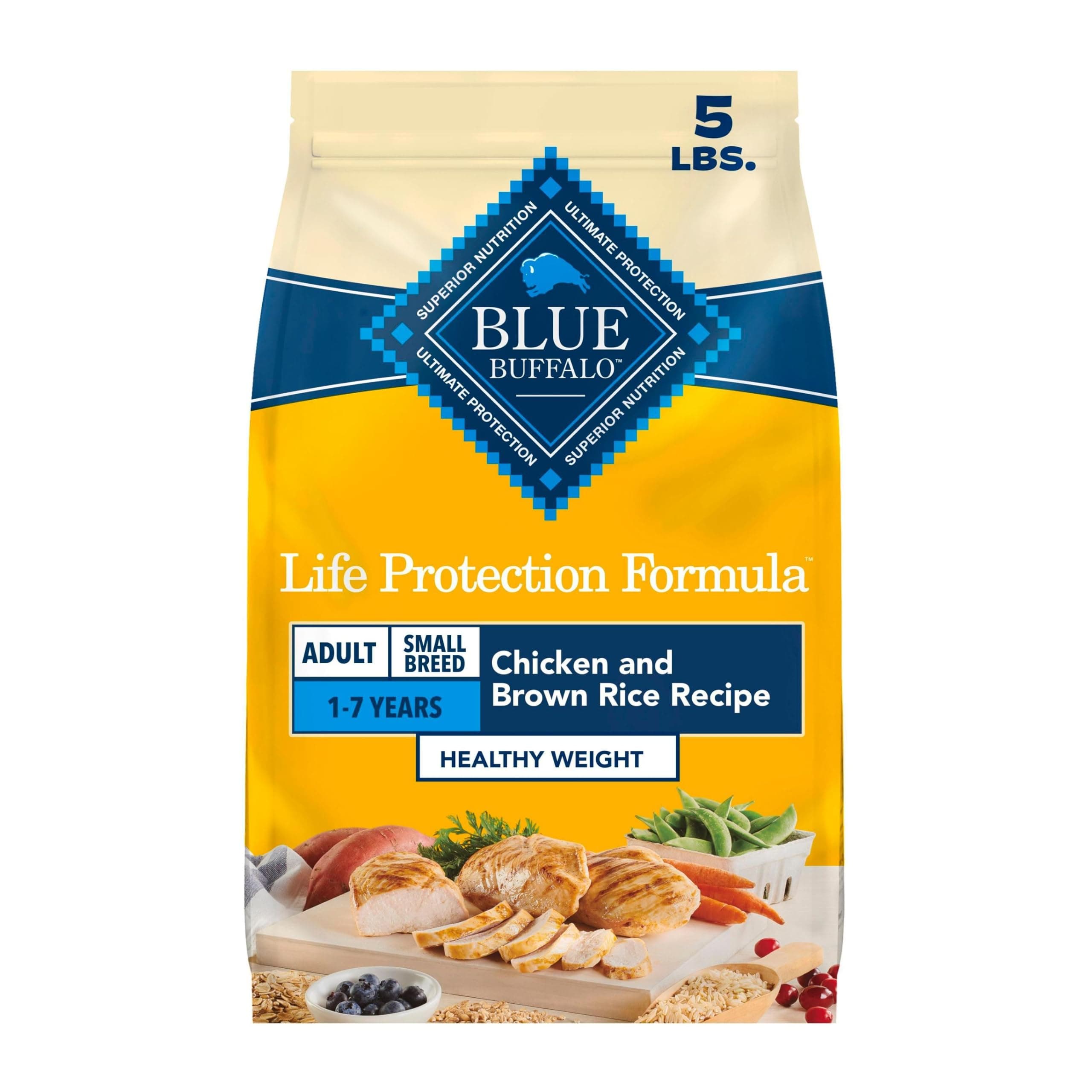Blue Buffalo Life Protection Formula Healthy Weight Small Dog Food, 5 lb | Real Chicken #1 Ingredient, Promotes Lean Muscles & Weight Control in Small Breed Dogs, Antioxidant-Rich LifeSource Bits