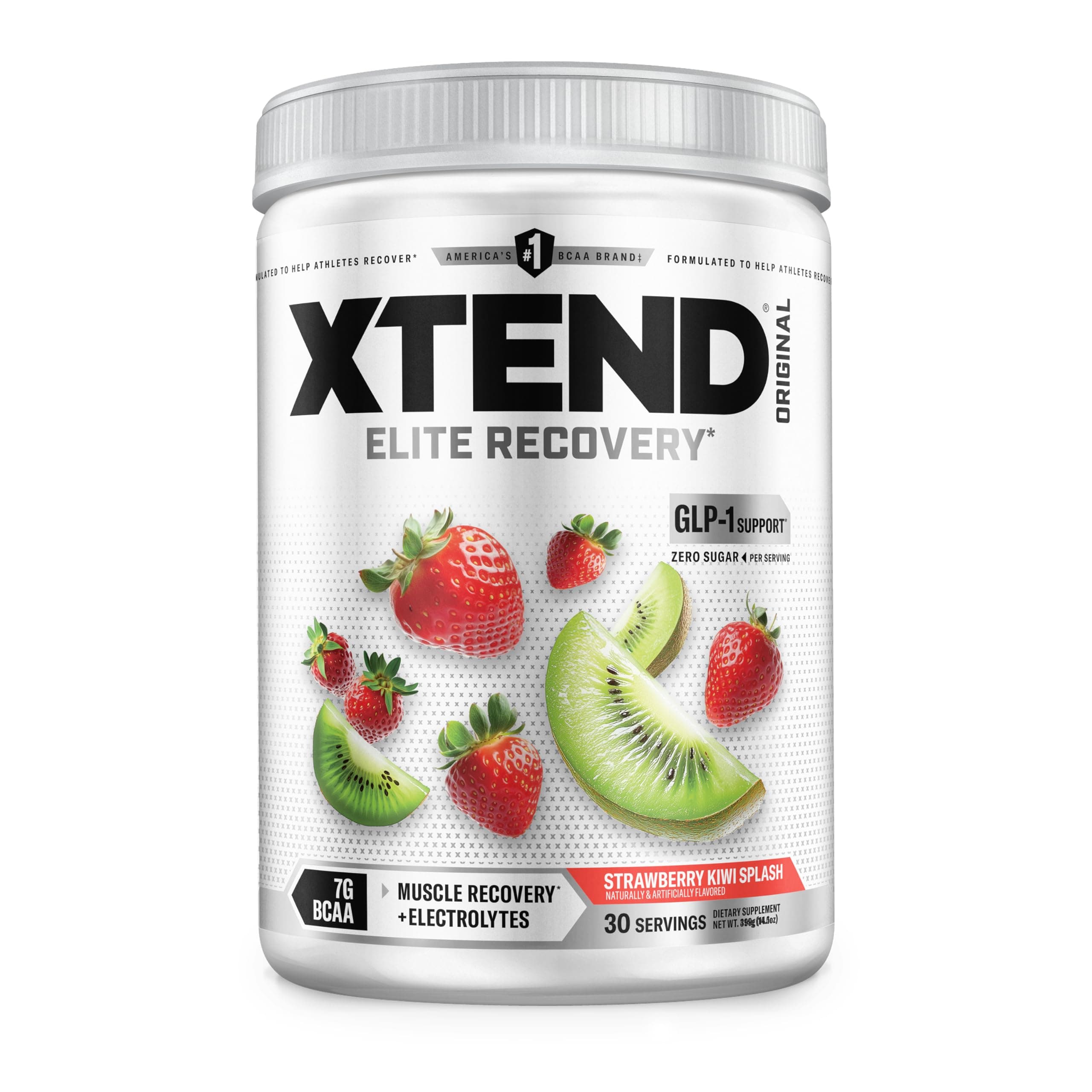 Xtend Original BCAA Powder with Zero Sugar, Strawberry Kiwi Splash, 30 Serv | Supports muscle repair, hydration and endurance with L-glutamine and essential electrolytes.