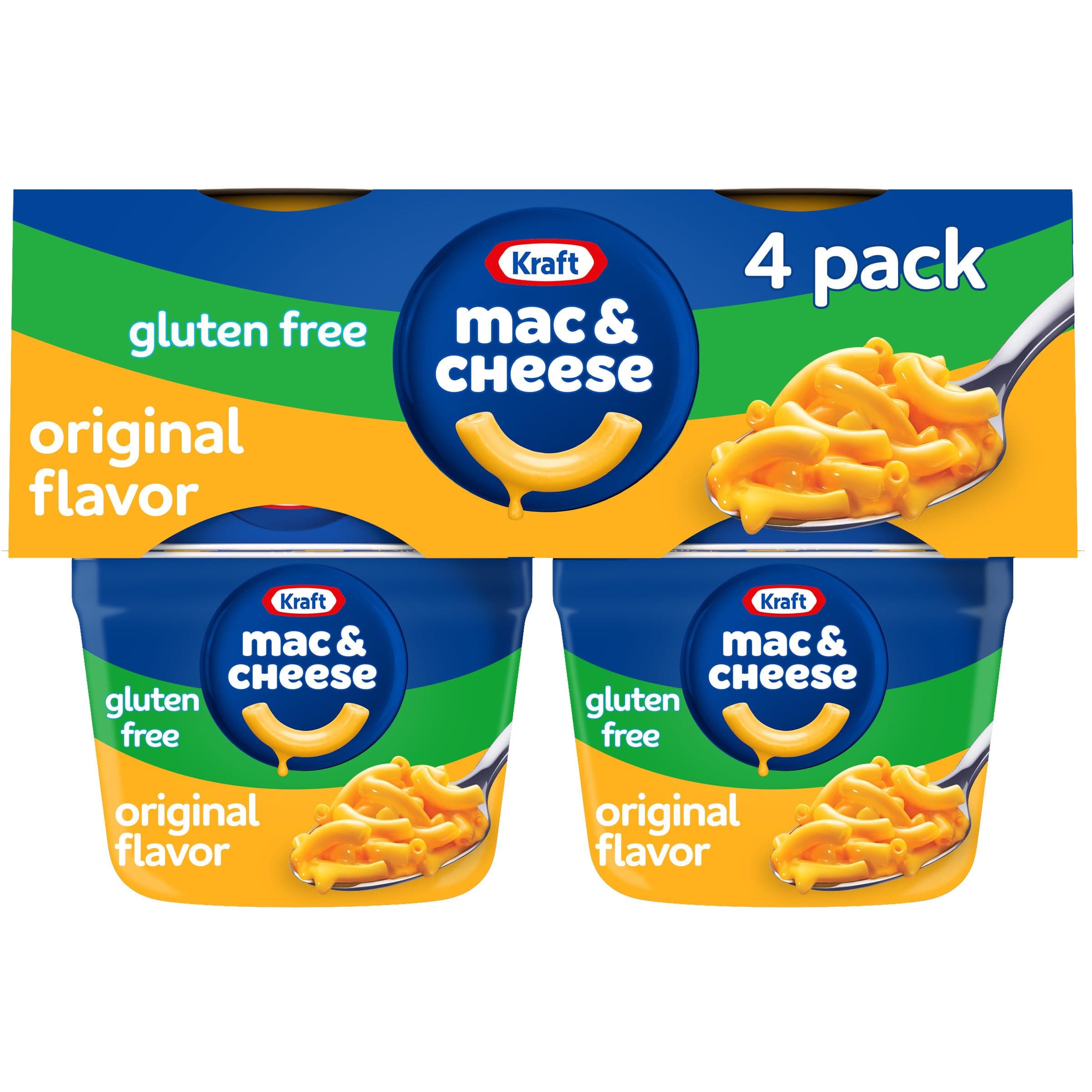 Kraft Gluten Free Mac and Cheese, 4 Microwaveable Cups, Original, 1.9 oz | for Easy Dinner or Dinner Sides No Artificial Preservatives, Flavors, or Dyes, Gluten Free