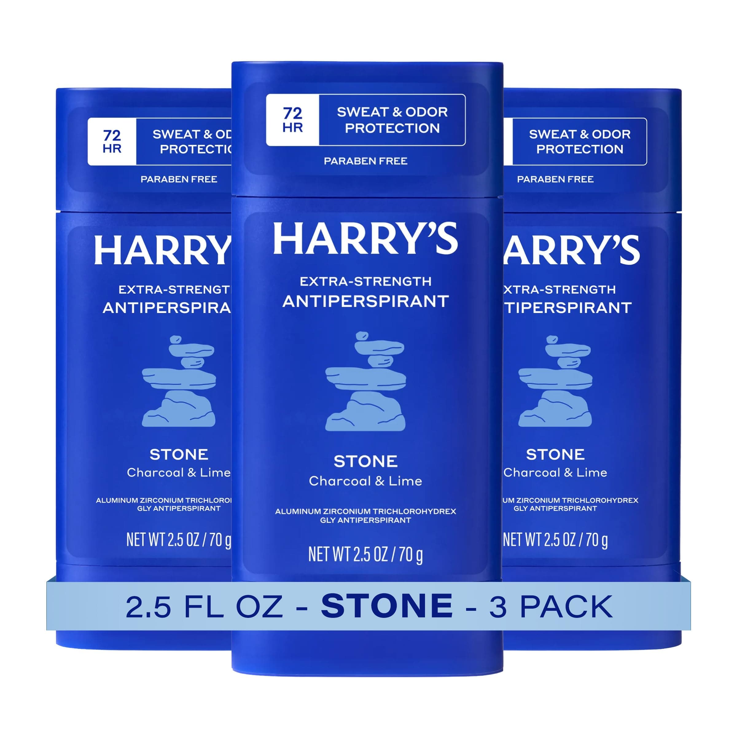 Harry's Extra-Strength Antiperspirant Deodorant - Stone - 2.5 oz (3 Pack) | Sweat & Odor Control Antiperspirant for Men