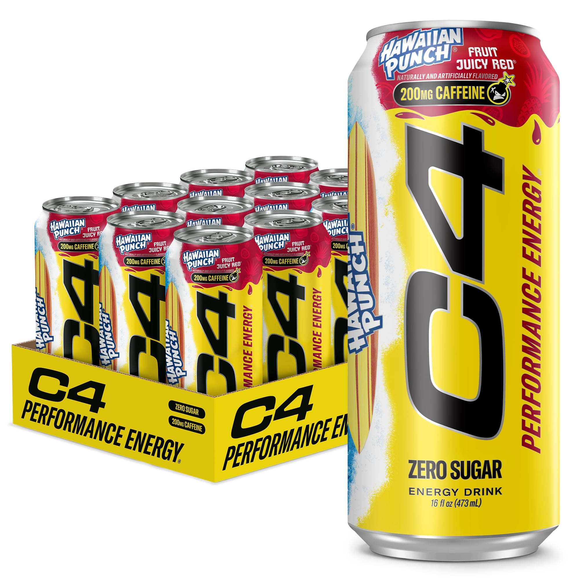 C4 Performance Energy Drink with Zero Sugar, 200mg Caffeine, 16 Fl Oz 12pk | 200mg caffeine and performance ingredients deliver explosive energy, endurance and focus.