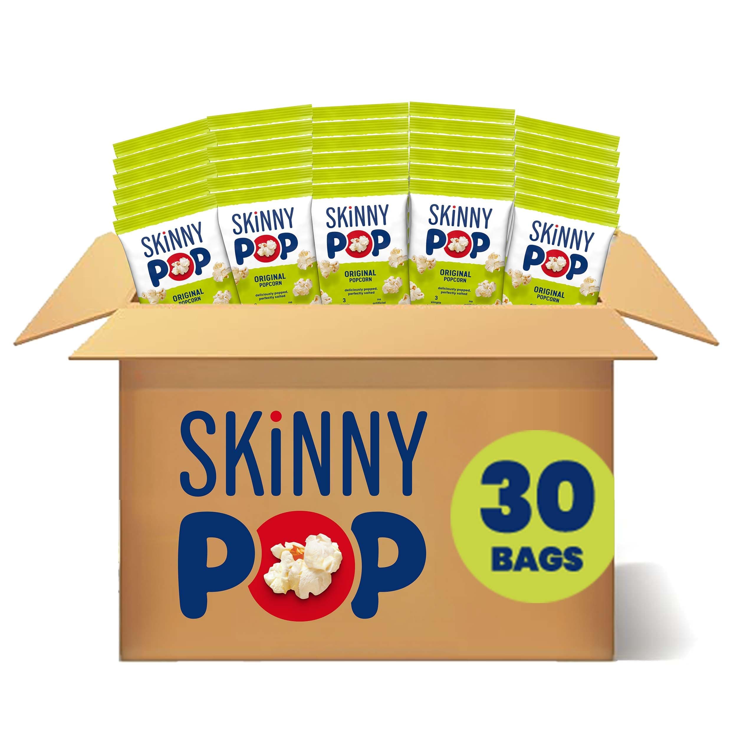 SKINNYPOP Original, Gluten Free Popcorn Bags, .65 oz (30 Count) | Snack box, Healthy Snacks for Adults, Vegan, For School and Office, 0.65 oz, 30 Skinny Pop Individual Bags