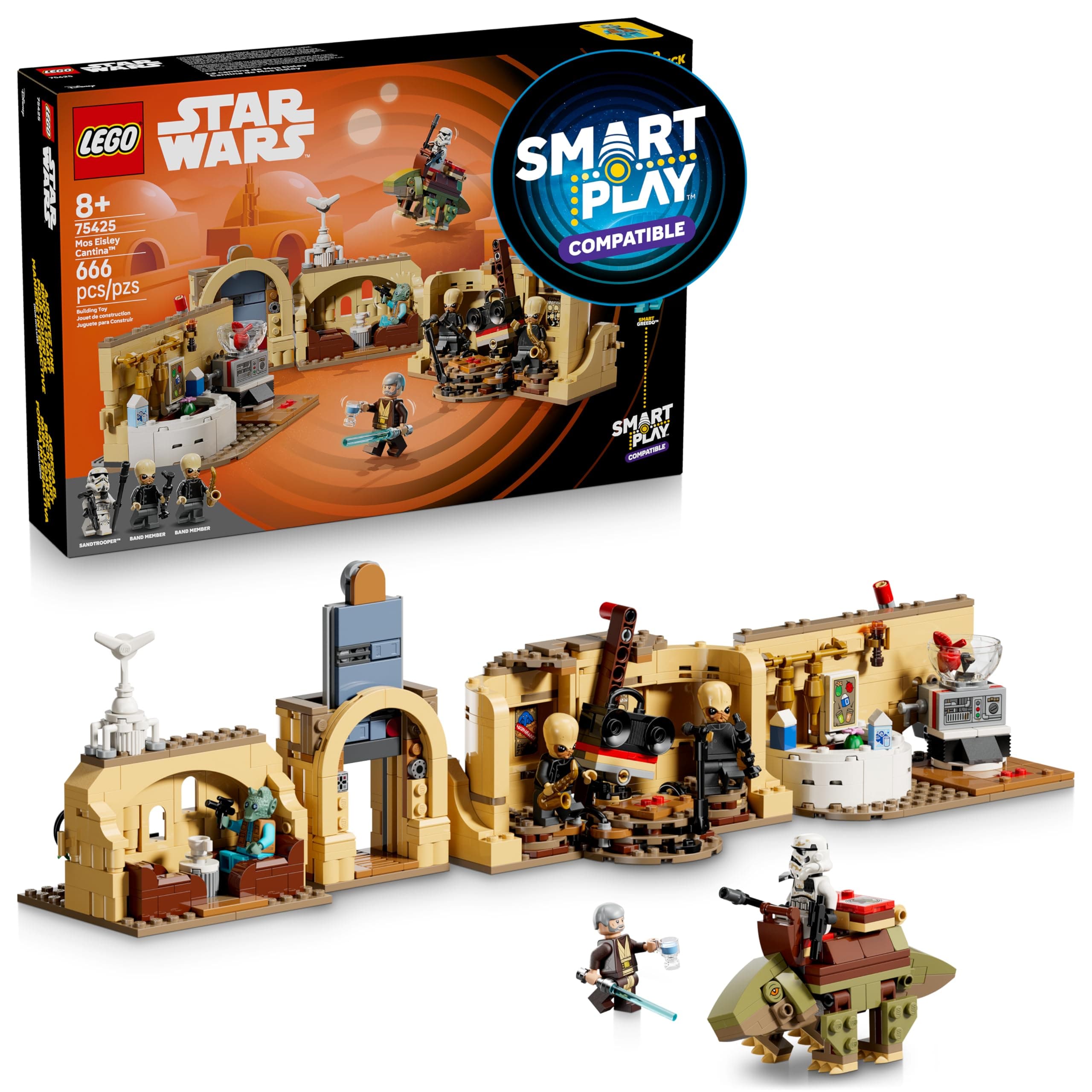 LEGO Star Wars SMART Play: Mos Eisley Cantina 75425 | Compatible Set, Building Toys for Boys & Girls, Ages 8+, 3 SMART Tags & 5 Star Wars Minifigures, 666 Pieces, Gift for Kids